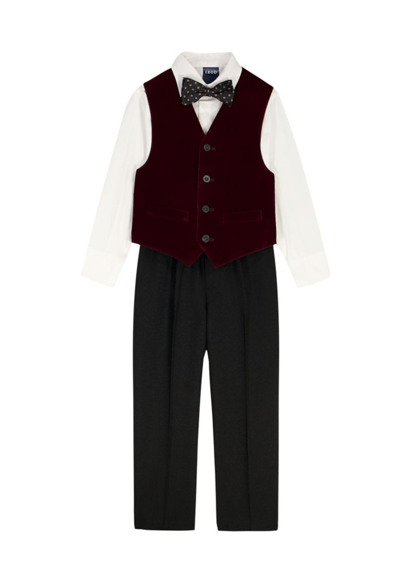 Boys 4-7 Plaid Cord Vest Bow Tie Set
