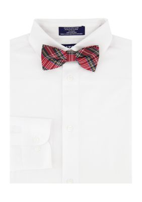 IZOD Boys 8-20 Solid Poplin Shirt with Plaid Tie, White, 18 - 20
