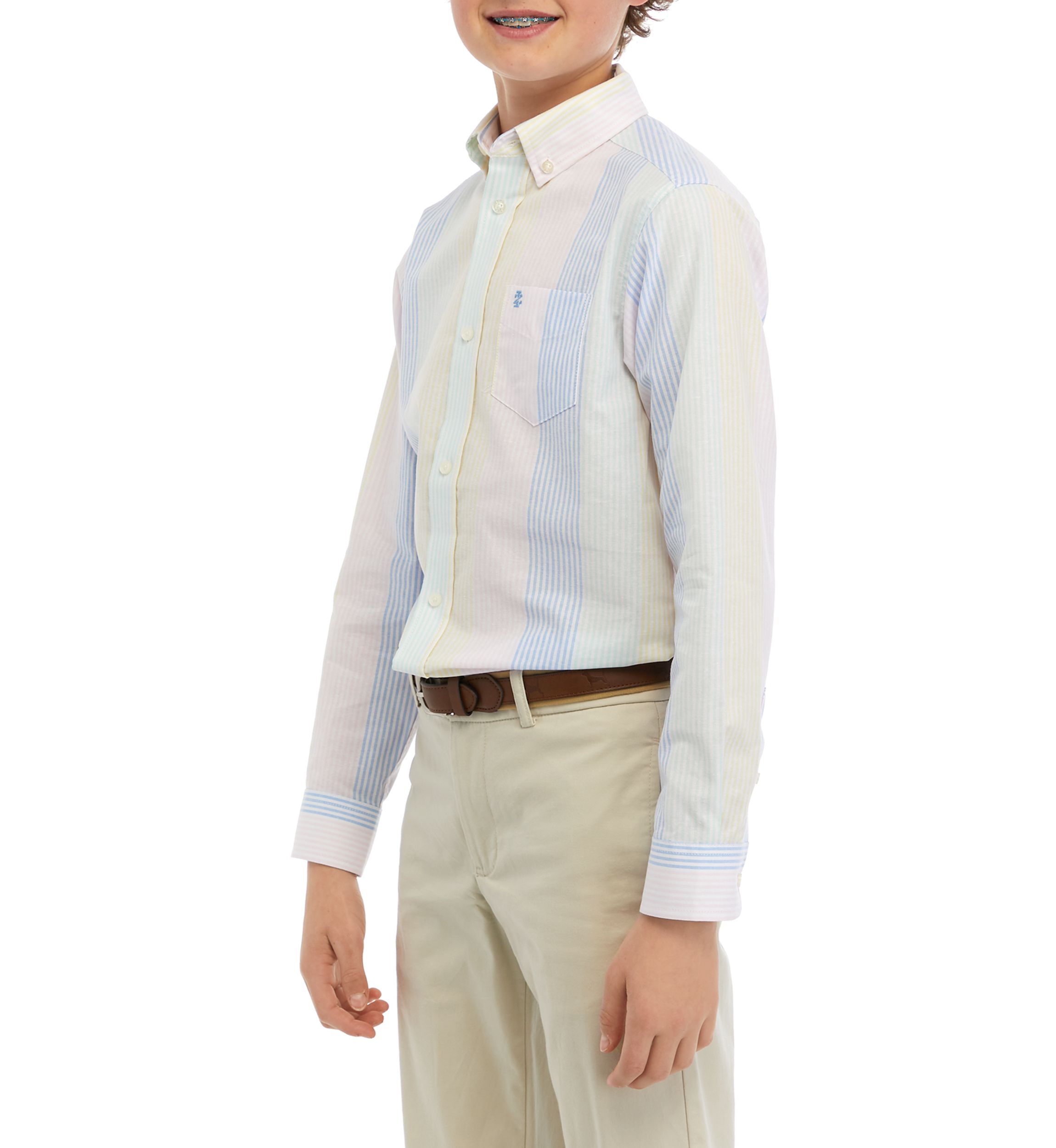 Boys 8-20 Long Sleeve Multi Stripe Oxford Shirt