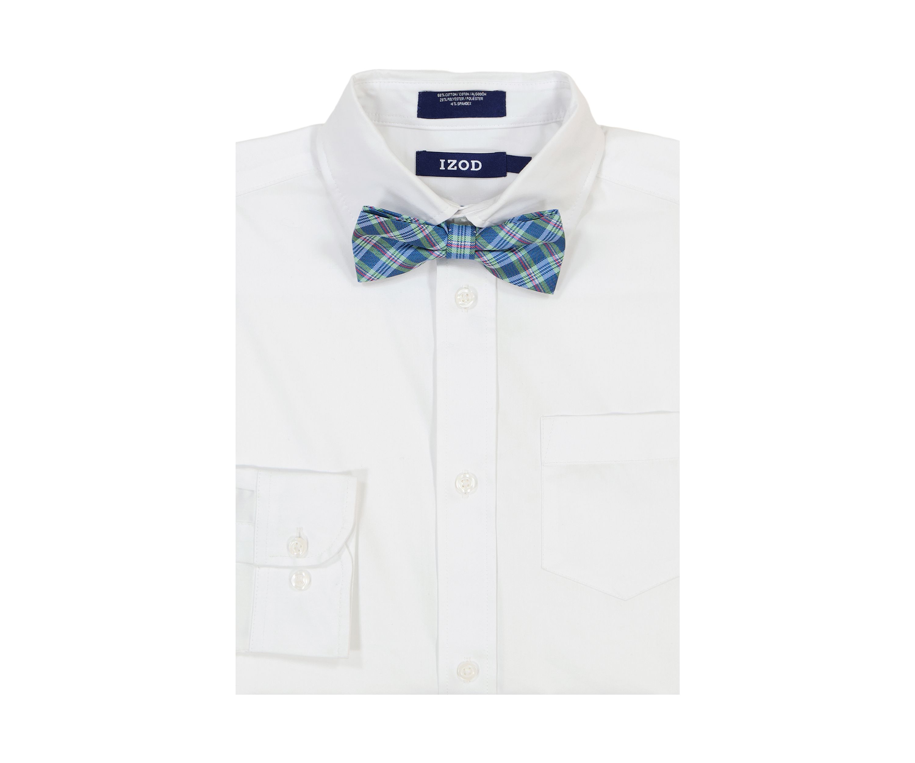 Boys 4-7 Long Sleeve Stretch Solid Poplin Shirt with Bowtie