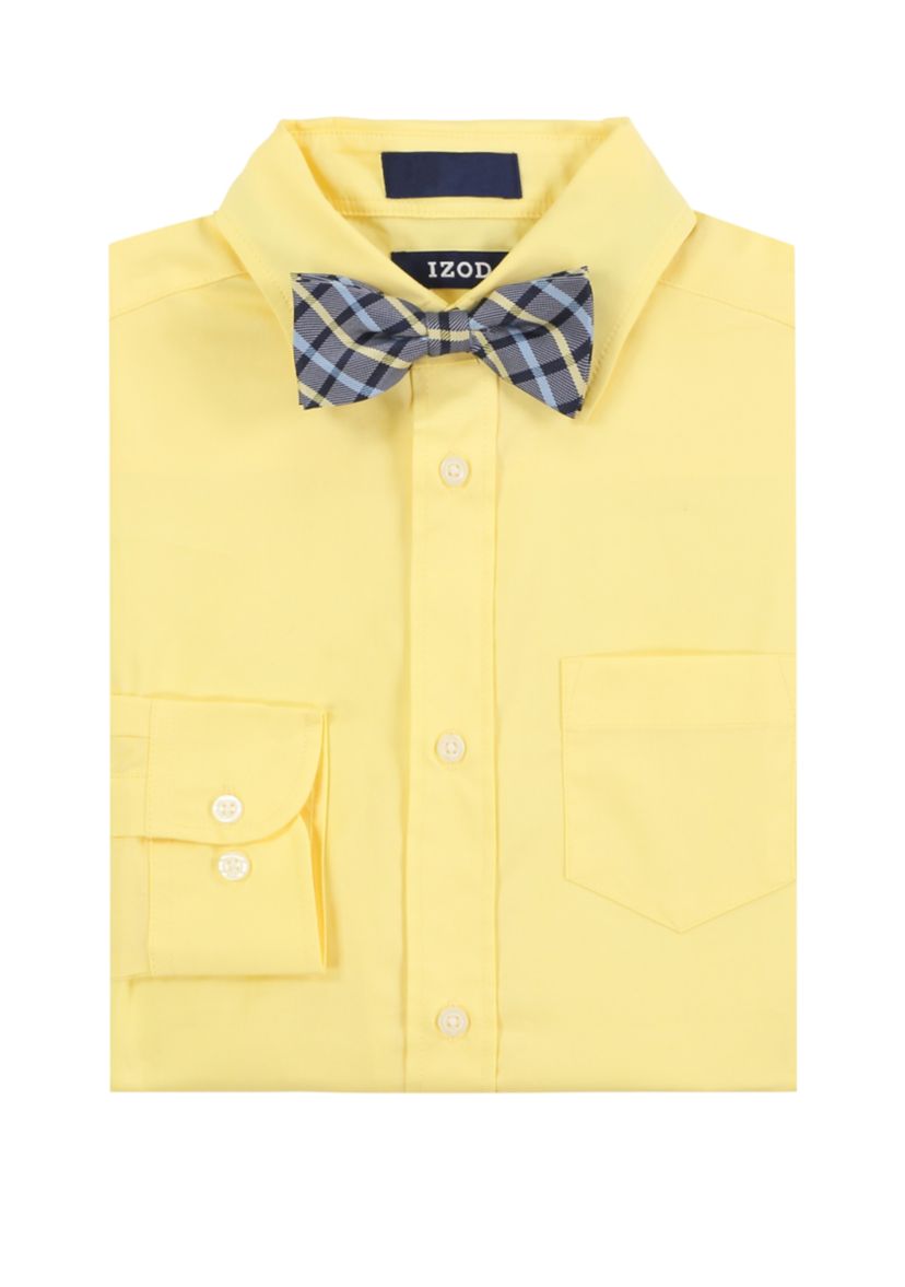 Boys 4-7 Long Sleeve Stretch Solid Poplin Shirt & Bowtie