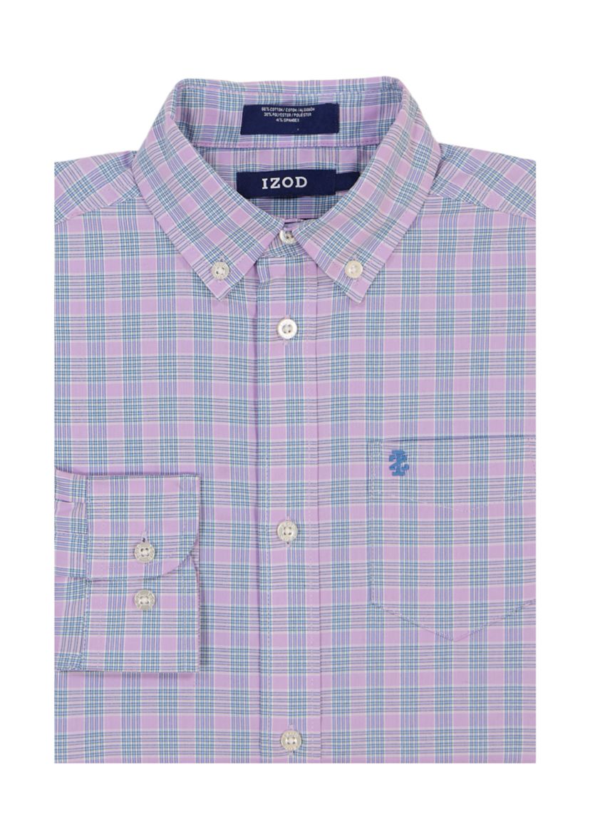Boys 8-20 Long Sleeve Stretch Summer Breeze Plaid Shirt