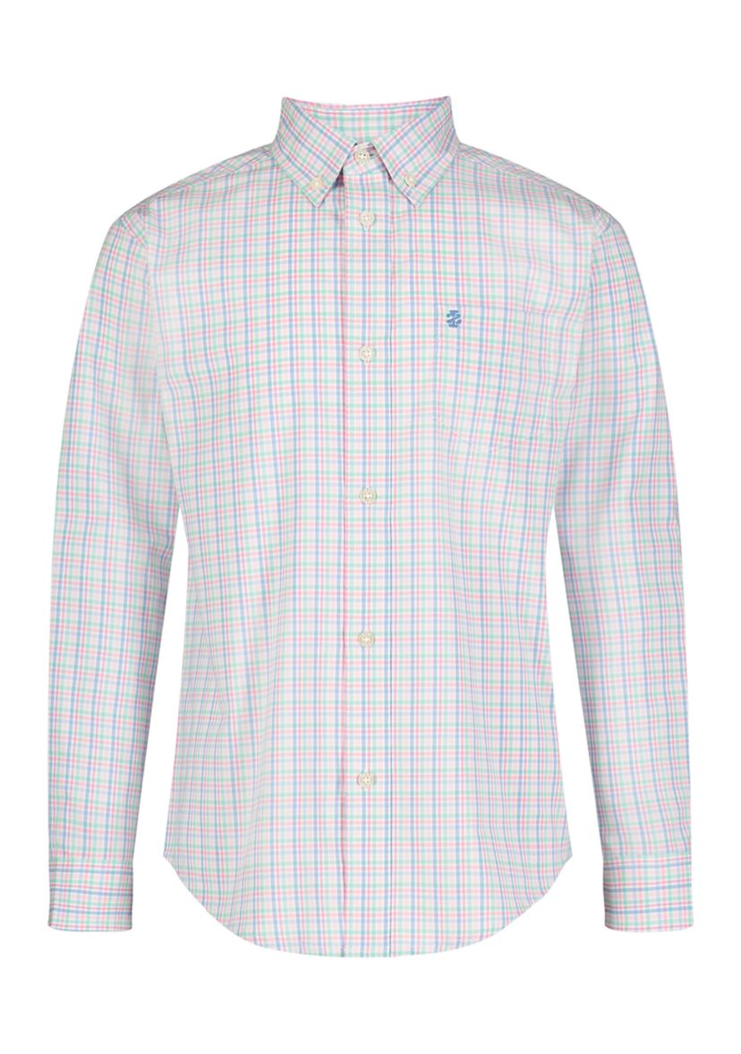 Boys 8-20 Long Sleeve Stretch Palm Island Plaid Shirt