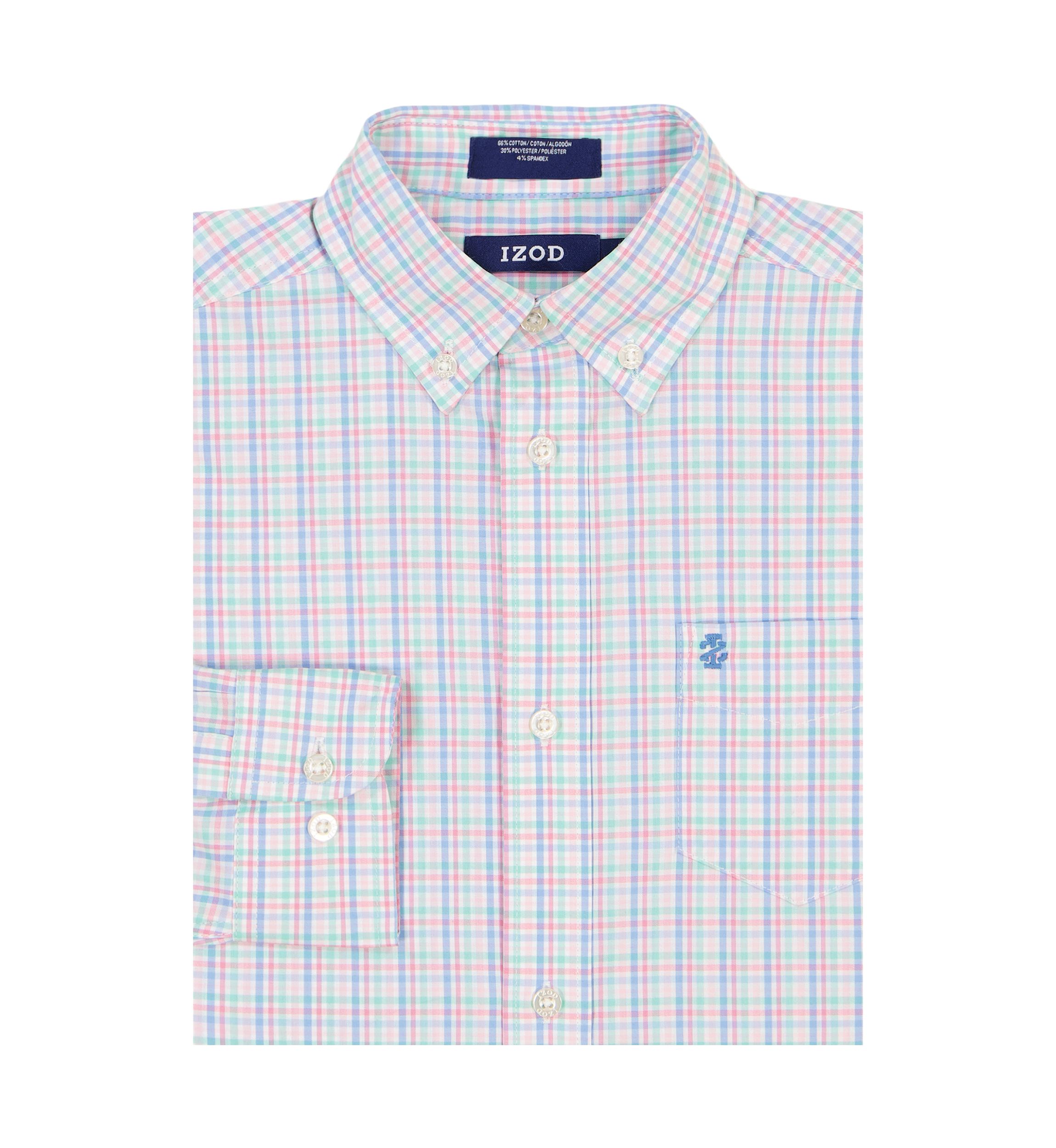 Boys 8-20 Long Sleeve Stretch Palm Island Plaid Shirt
