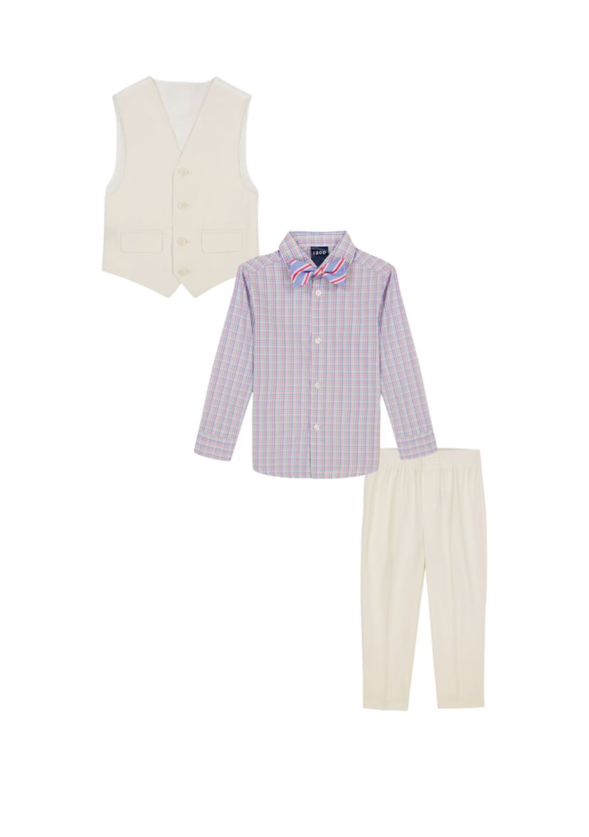 Boys 4-7 Heather Poplin Vest Set with Bowtie