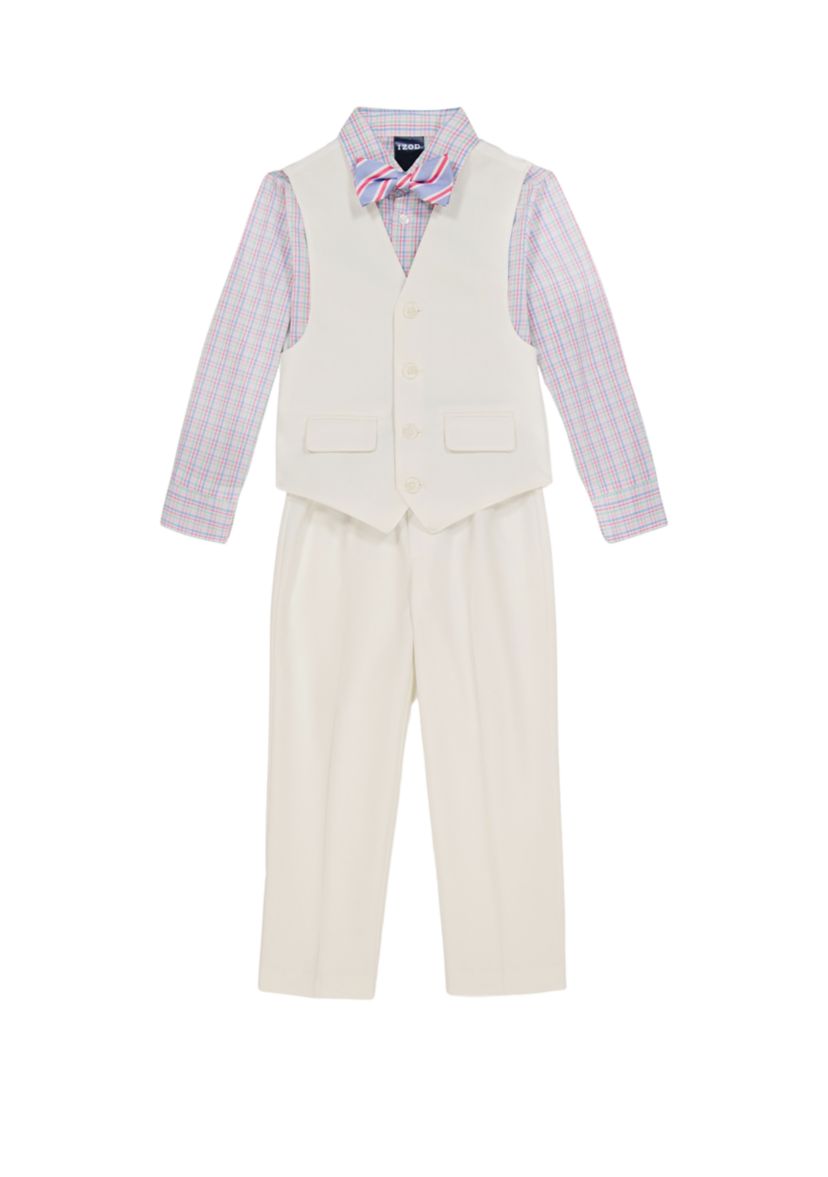 Boys 4-7 Heather Poplin Vest Set with Bowtie