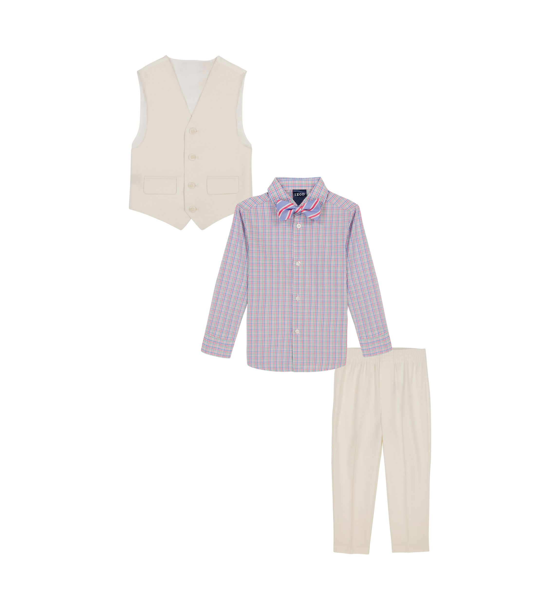 Boys 8-20 Heather Poplin Vest Set with Bowtie