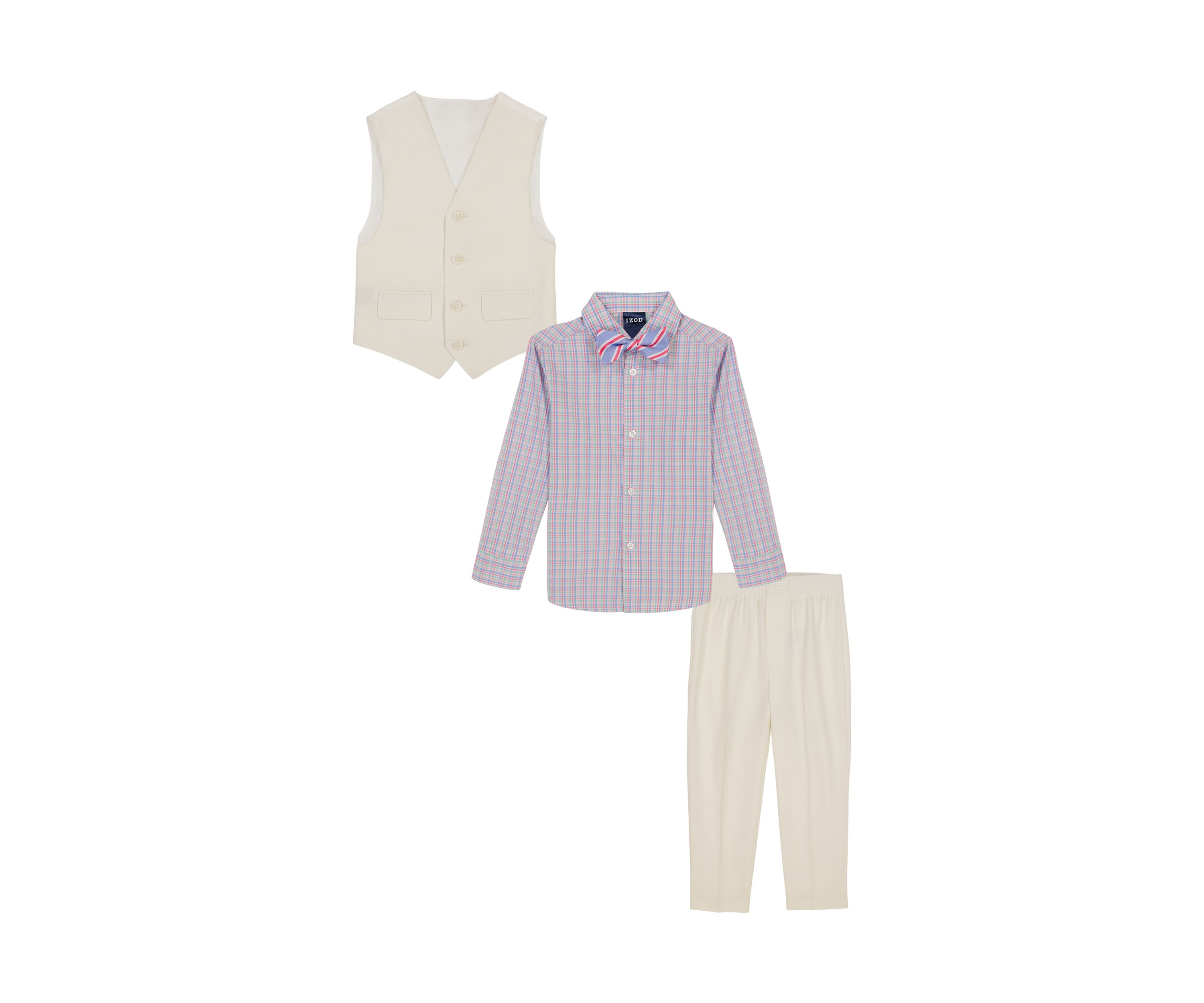 Boys 8-20 Heather Poplin Vest Set with Bowtie