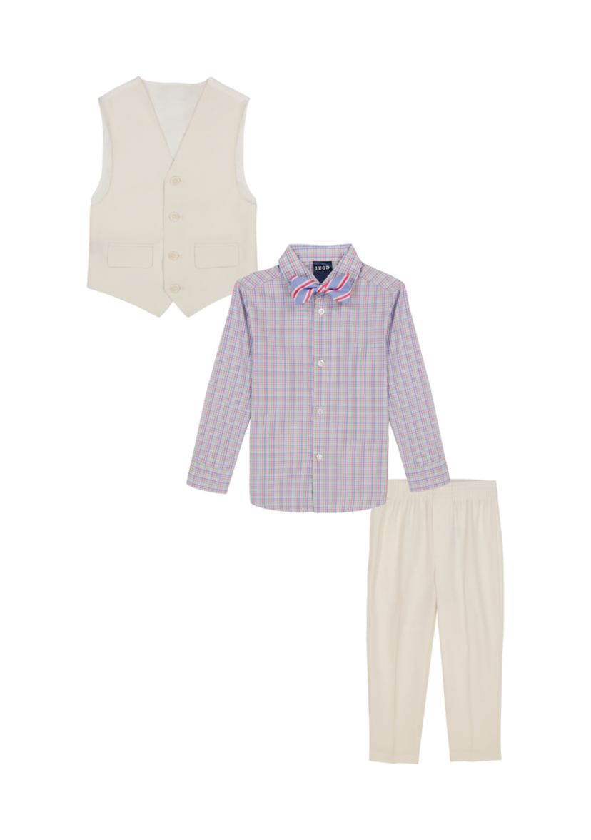 Boys 8-20 Heather Poplin Vest Set with Bowtie