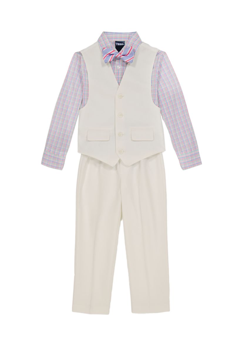 Boys 8-20 Heather Poplin Vest Set with Bowtie