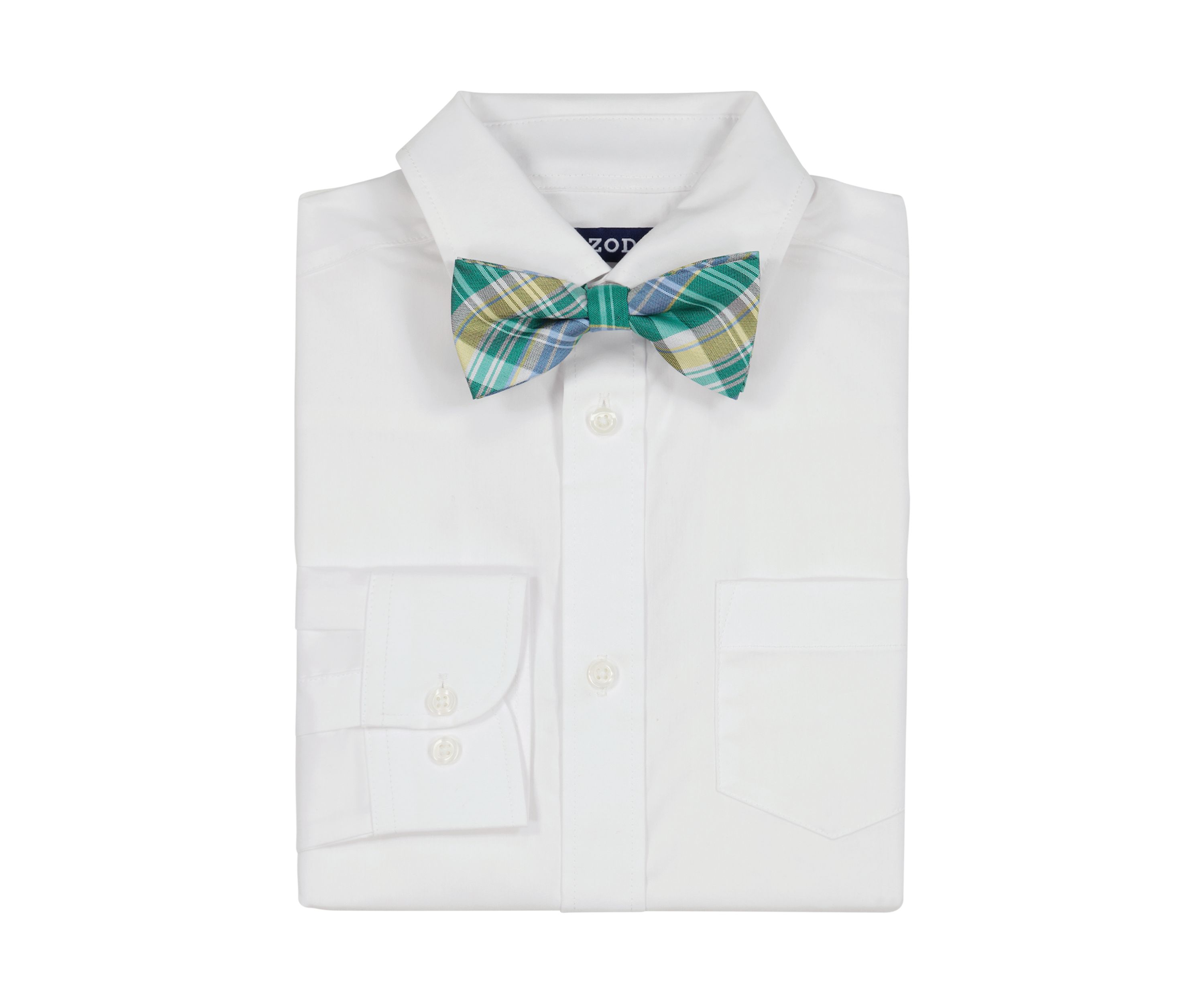 Boys 8-20 Husky Long Sleeve Stretch Solid Poplin Shirt & Bowtie