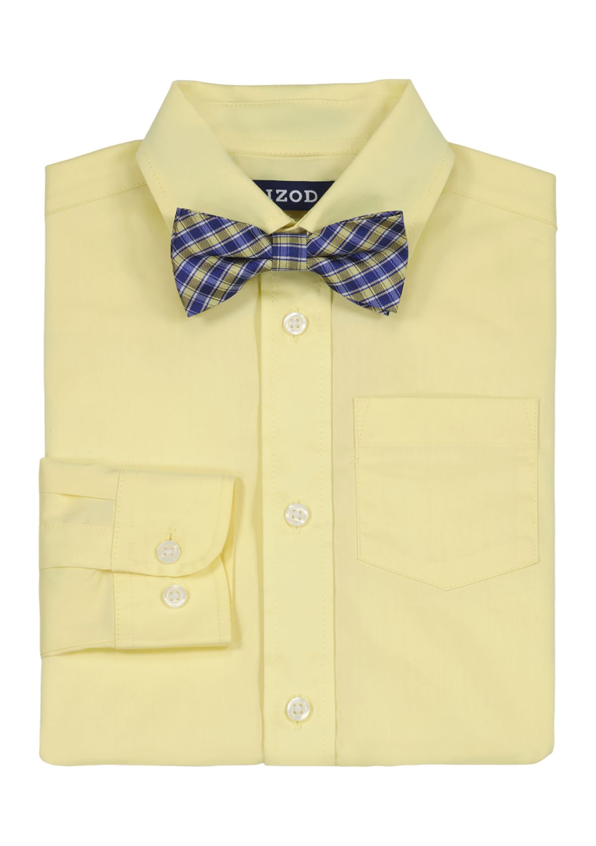 Boys 4-7 Long Sleeve Stretch Solid Poplin Shirt and Bowtie