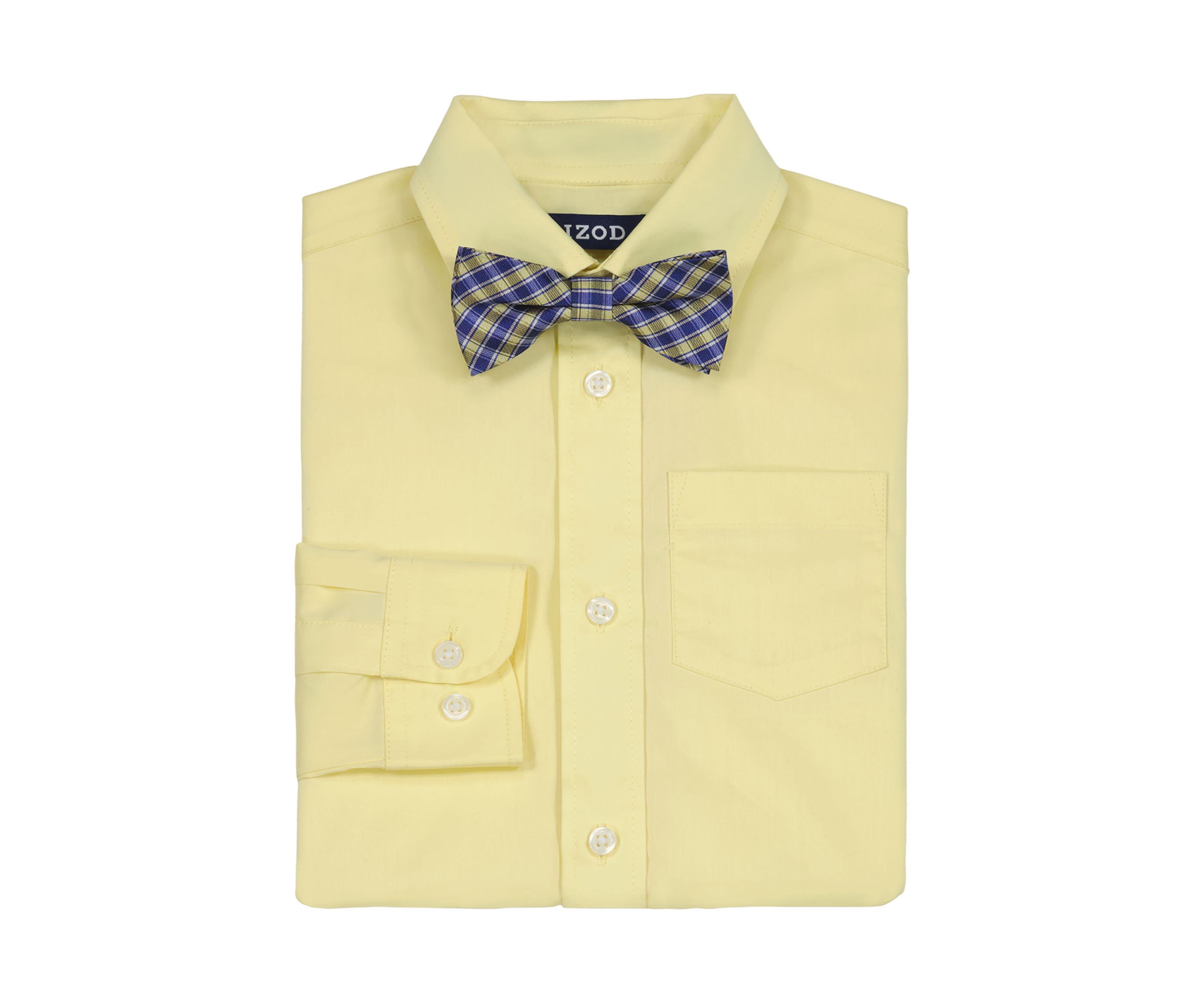 Boys 4-7 Long Sleeve Stretch Solid Poplin Shirt and Bowtie