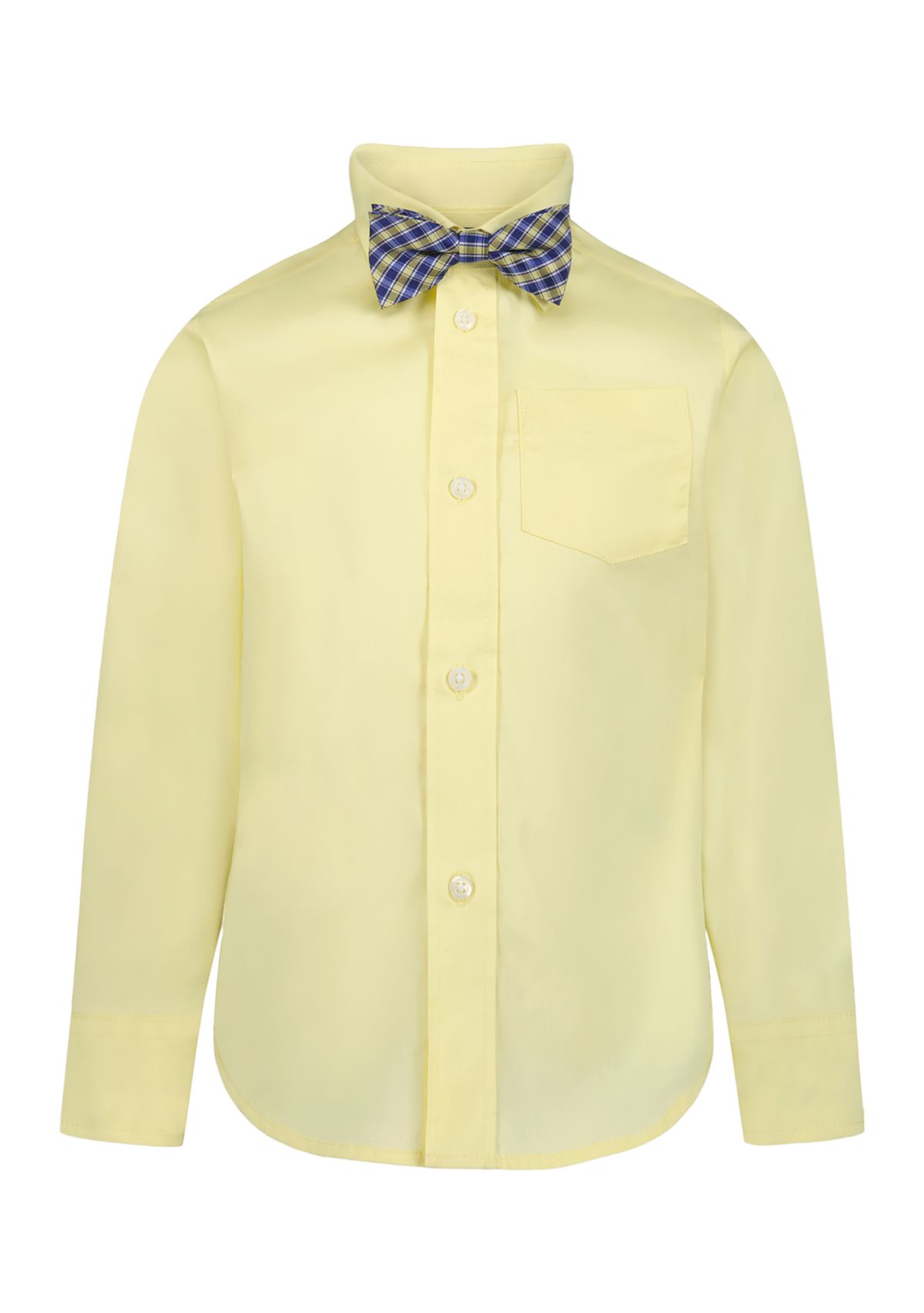 Boys 4-7 Long Sleeve Stretch Solid Poplin Shirt and Bowtie