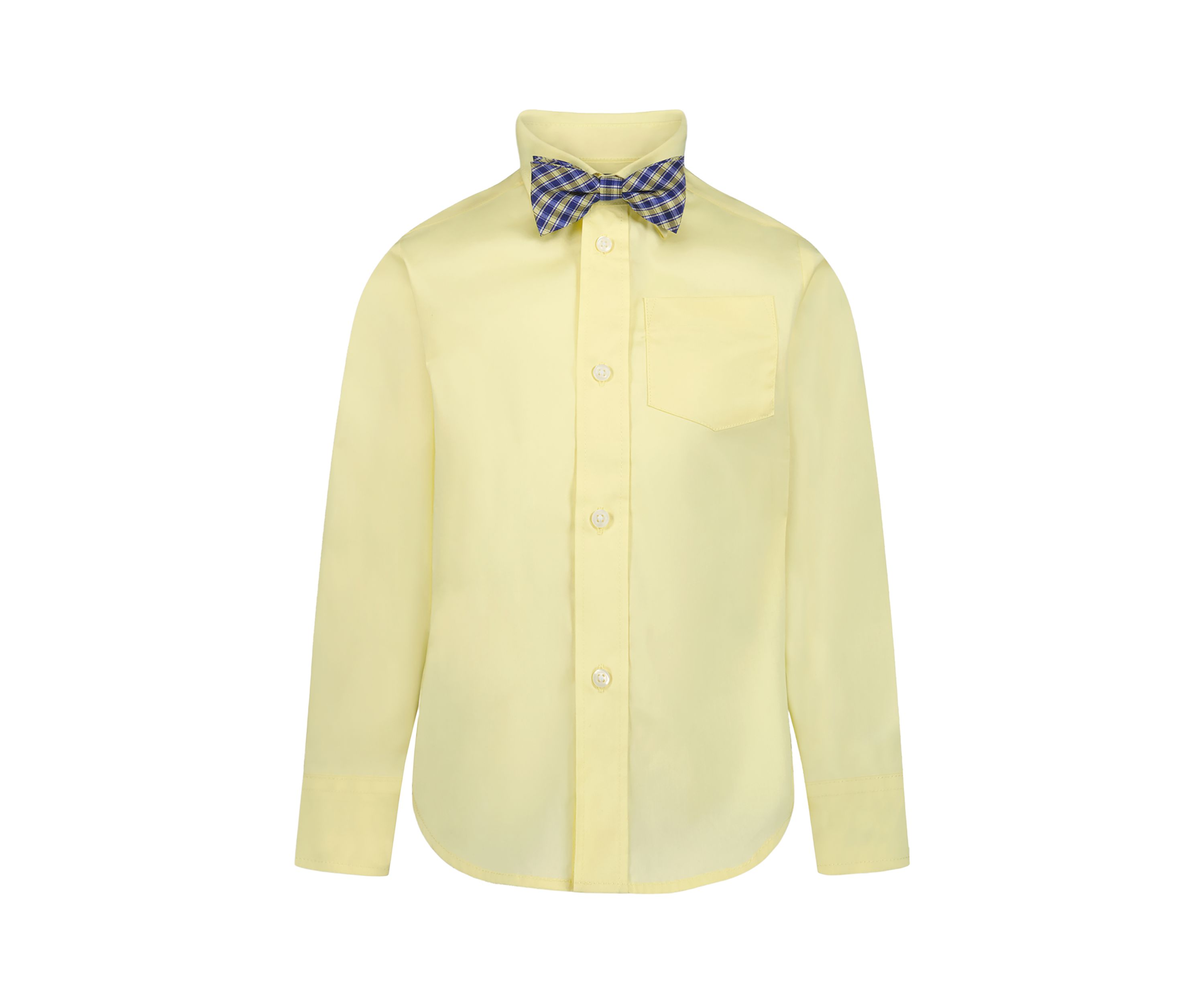 Boys 4-7 Long Sleeve Stretch Solid Poplin Shirt and Bowtie