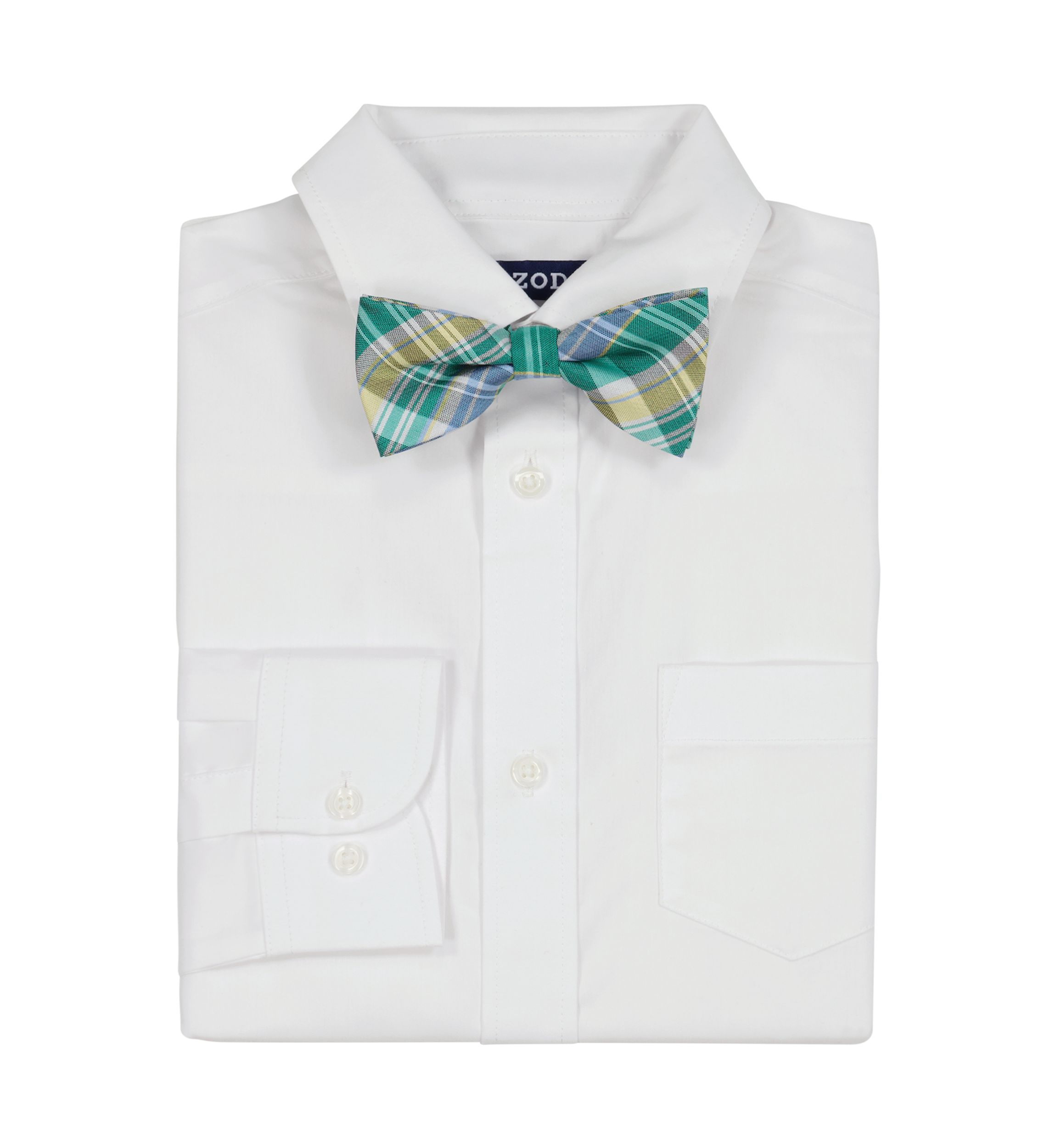 Boys 8-20 Long Sleeve Stretch Solid Poplin Shirt & Bowtie