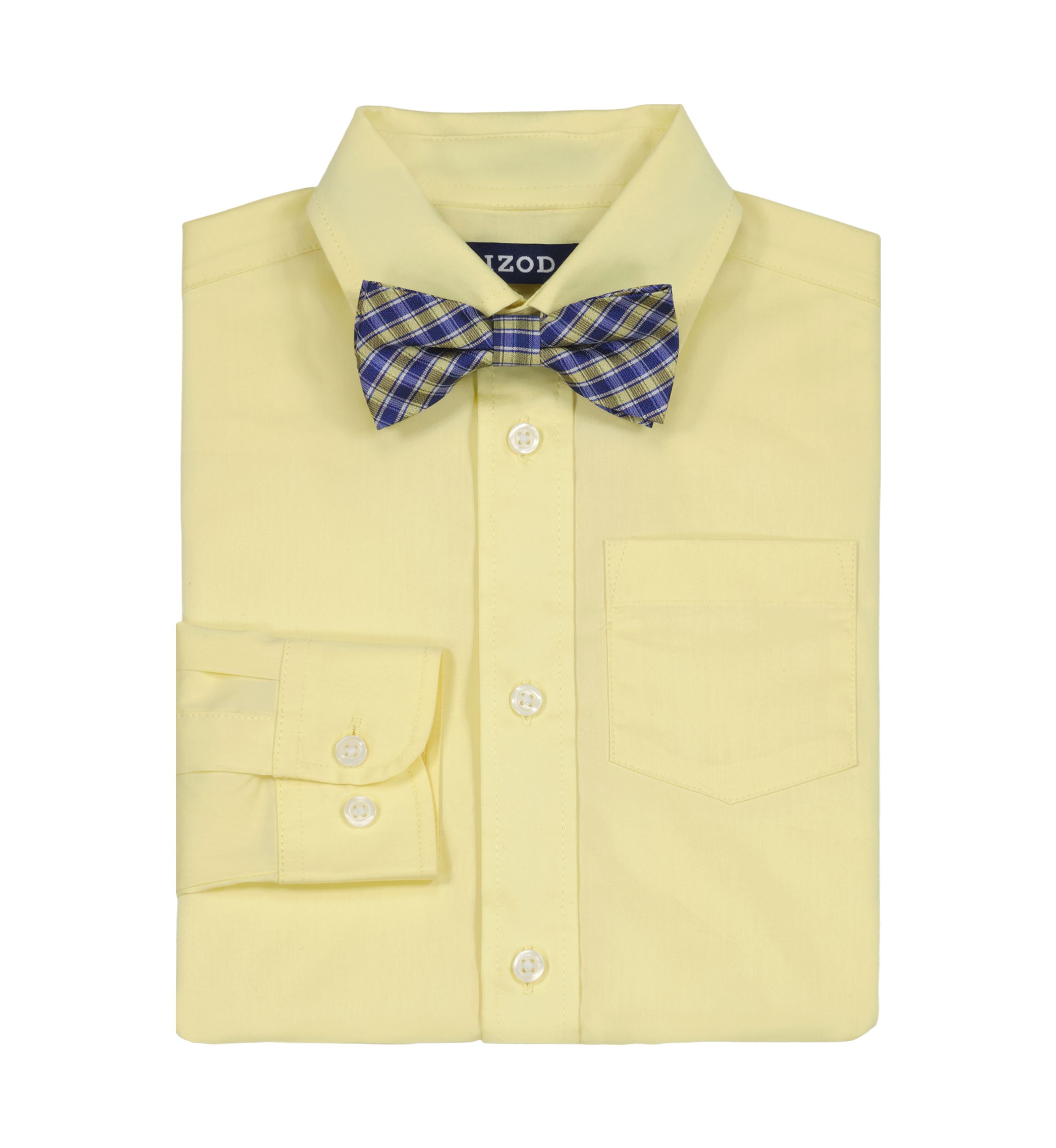 Boys 8-20 Long Sleeve Stretch Solid Poplin Shirt and Bowtie