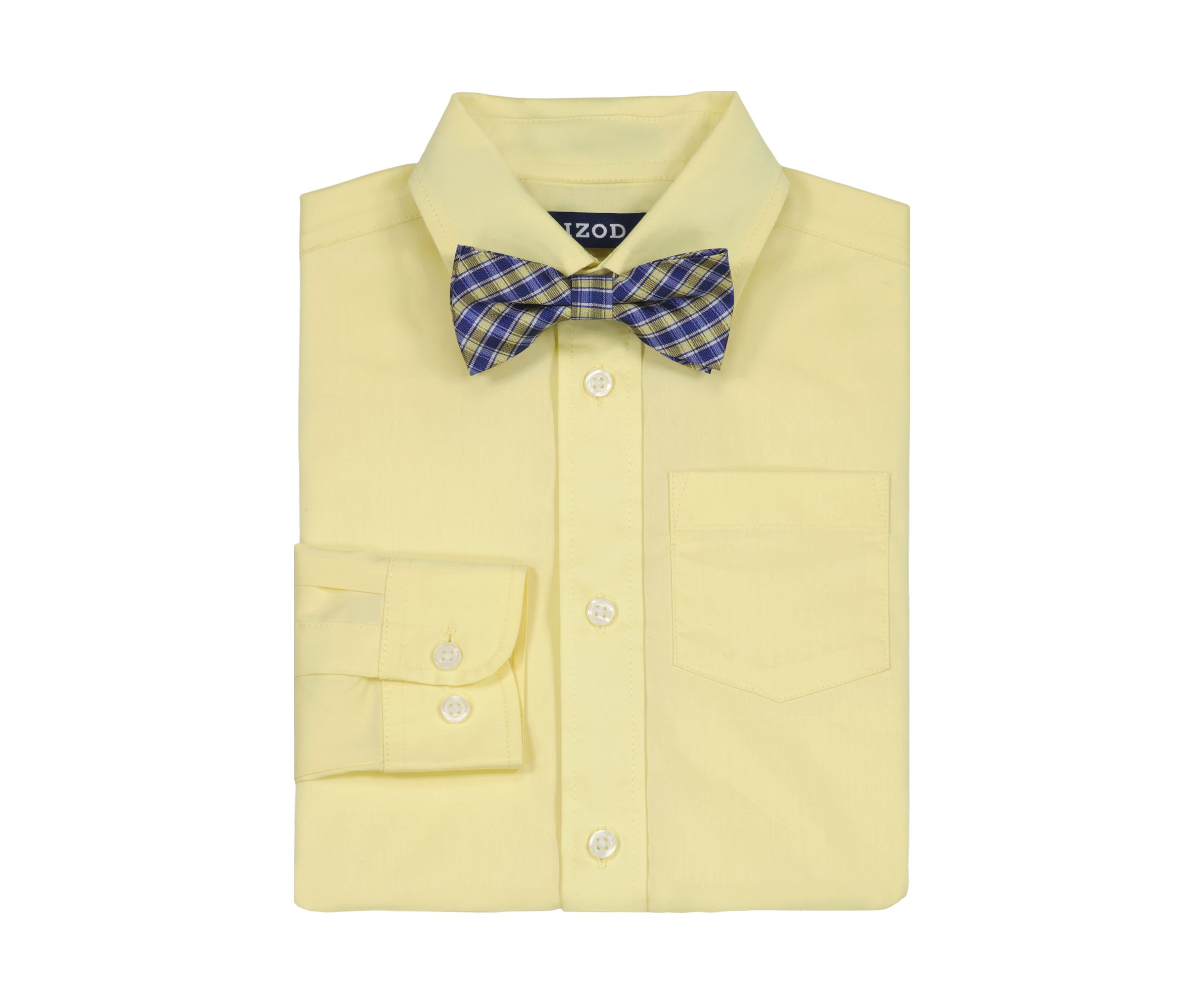 Boys 8-20 Long Sleeve Stretch Solid Poplin Shirt and Bowtie