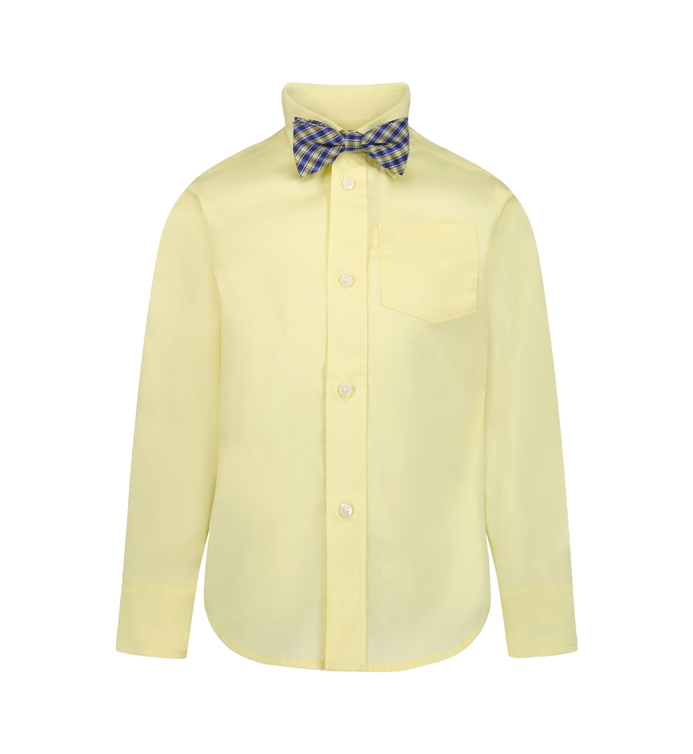 Boys 8-20 Long Sleeve Stretch Solid Poplin Shirt and Bowtie