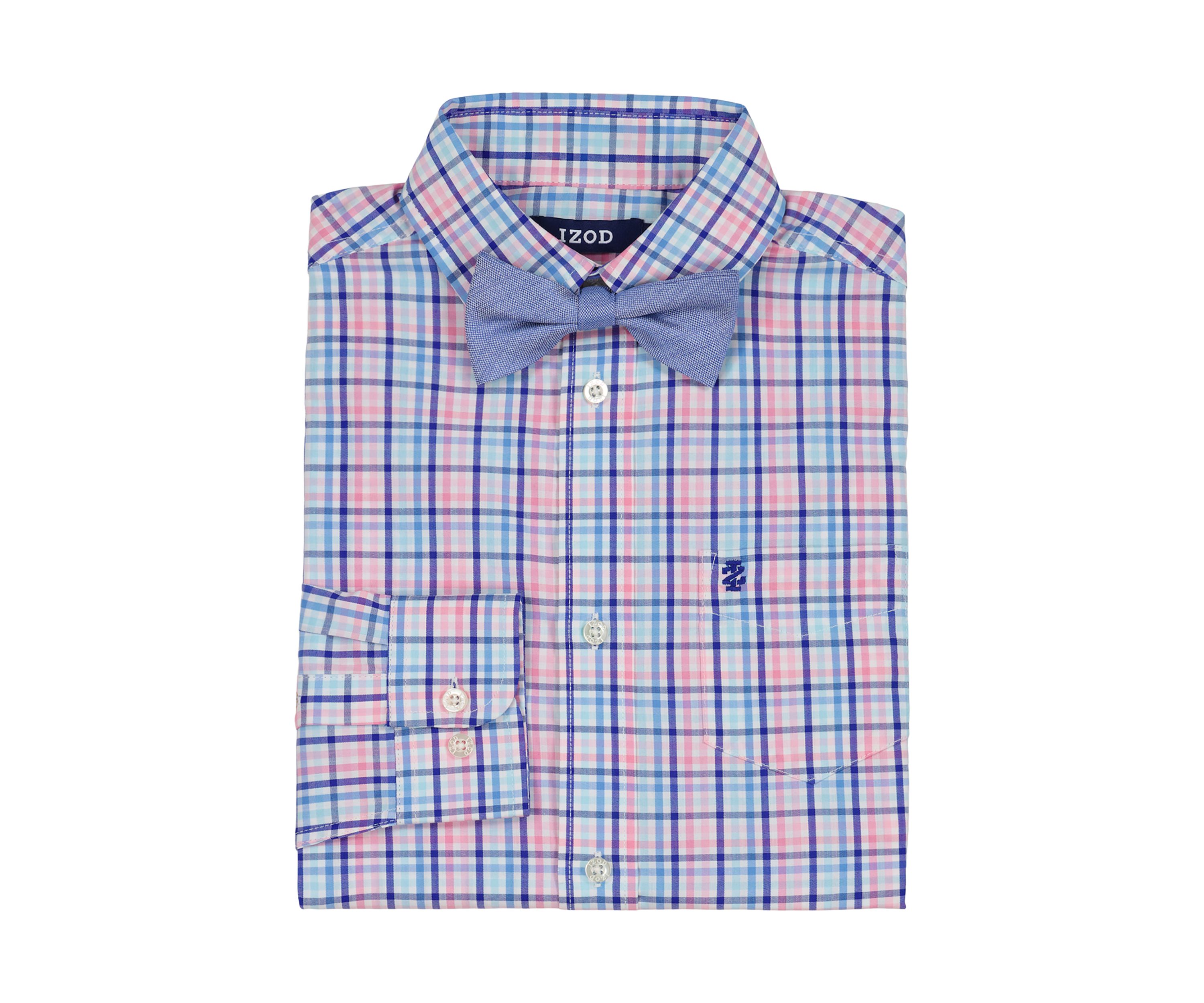 Boys 8-20 Long Sleeve Stretch Pismo Plaid Shirt & Bow Tie