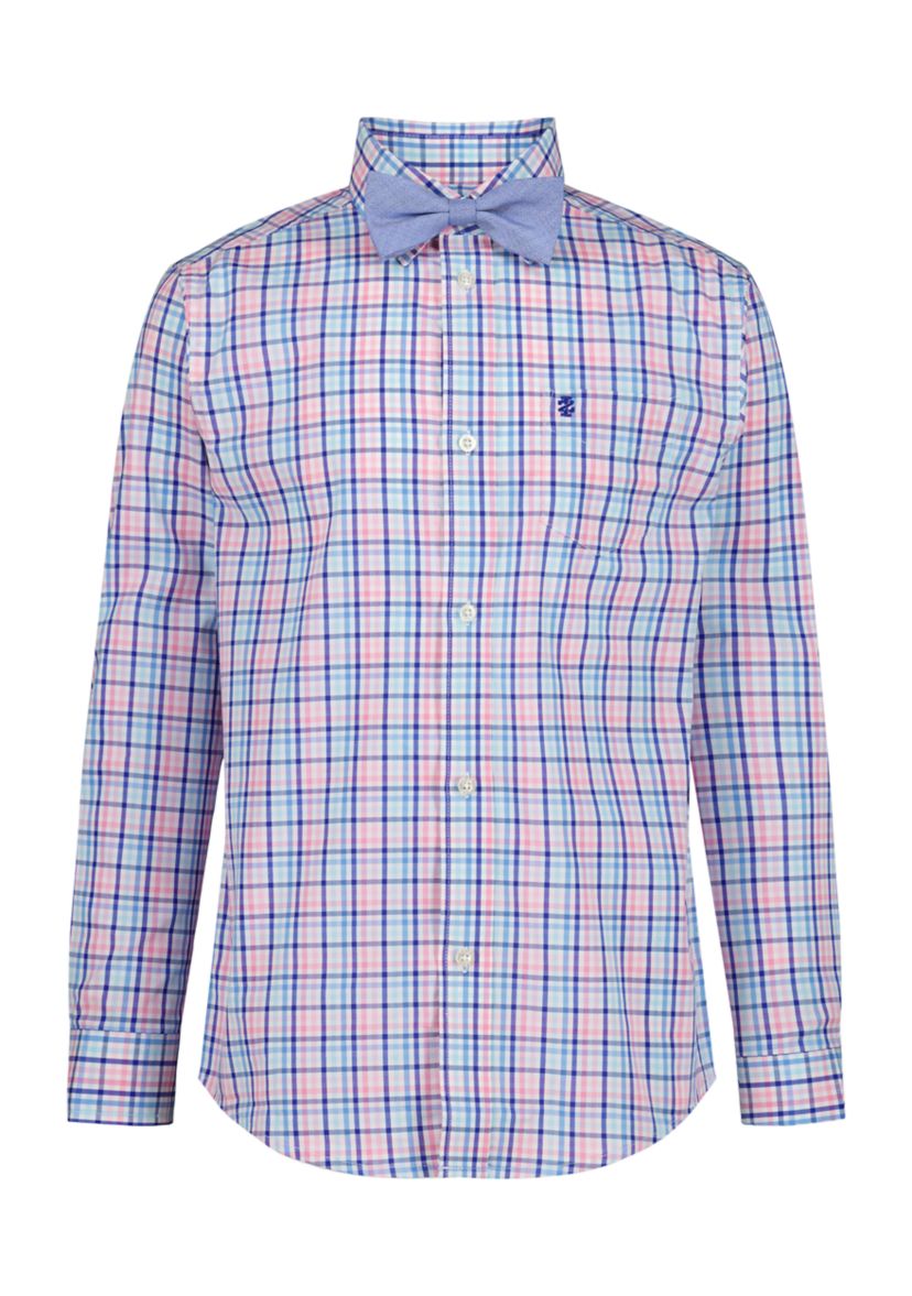 Boys 8-20 Long Sleeve Stretch Pismo Plaid Shirt & Bow Tie