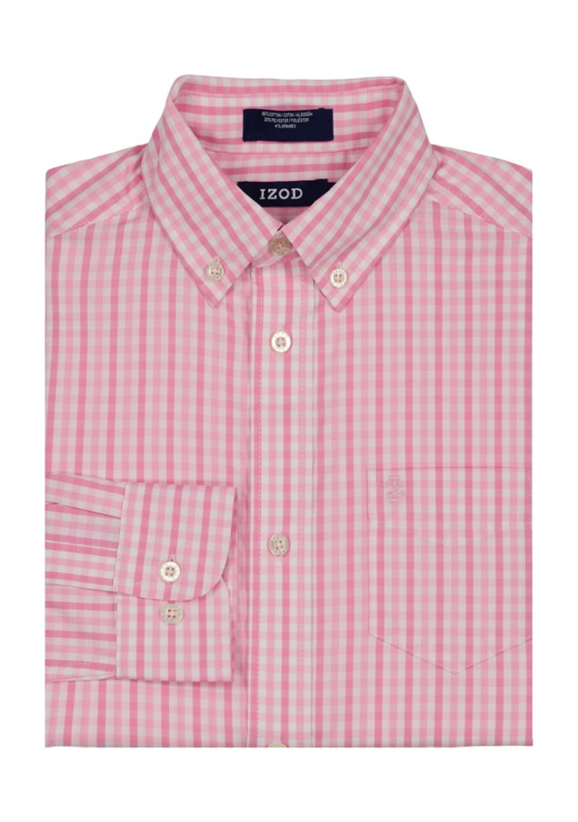 Boys Husky Long Sleeve Stretch La Jolla Plaid Shirt