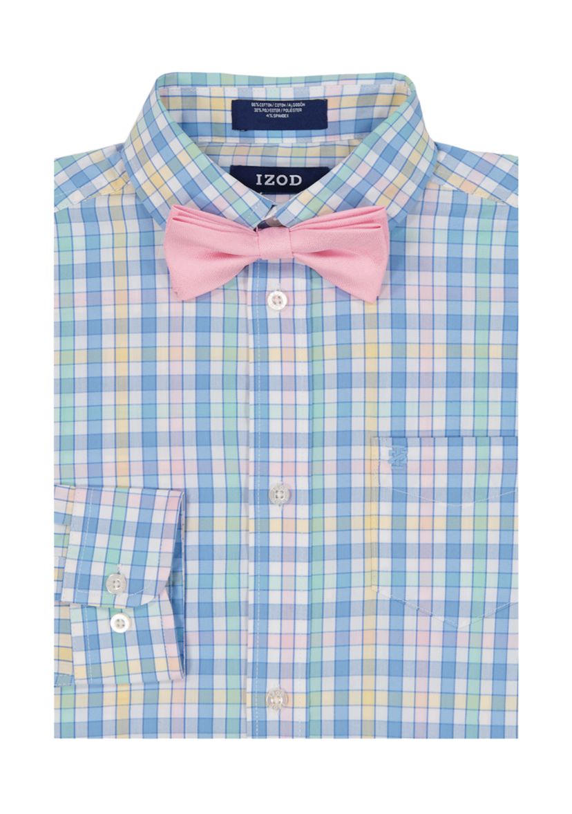 IZOD Boys 8-20 Plaid Sunset Long Sleeve Shirt with Bow Tie | Belk
