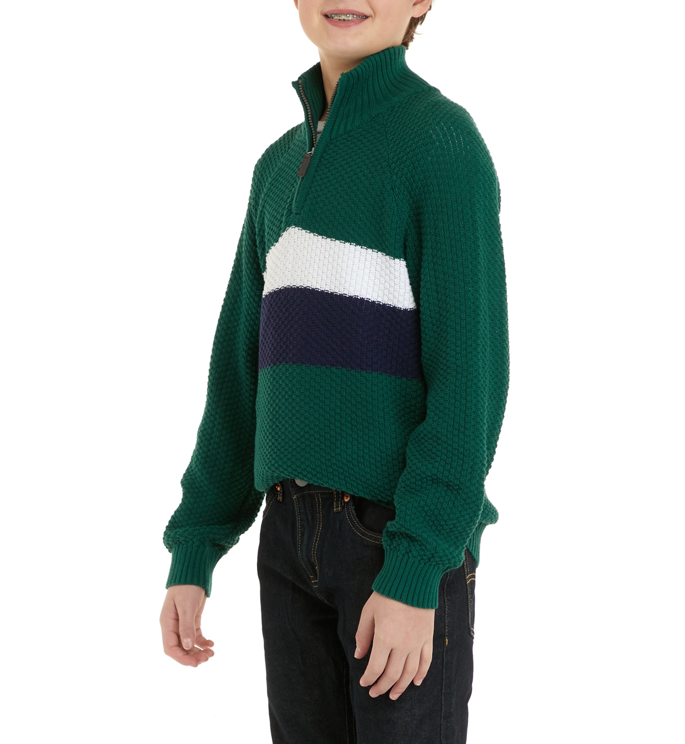 Boys 8-20 Raglan Stripe 1/4 Zip Sweater