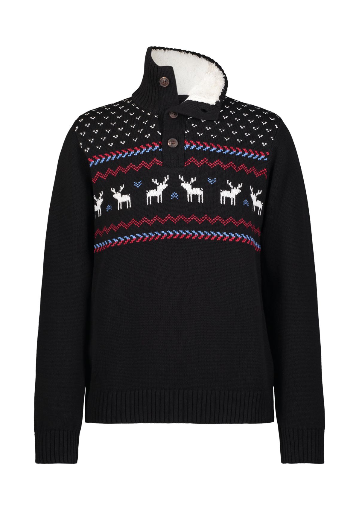 Boys 8-20 Reindeer Fairisle 3 Button Sweater