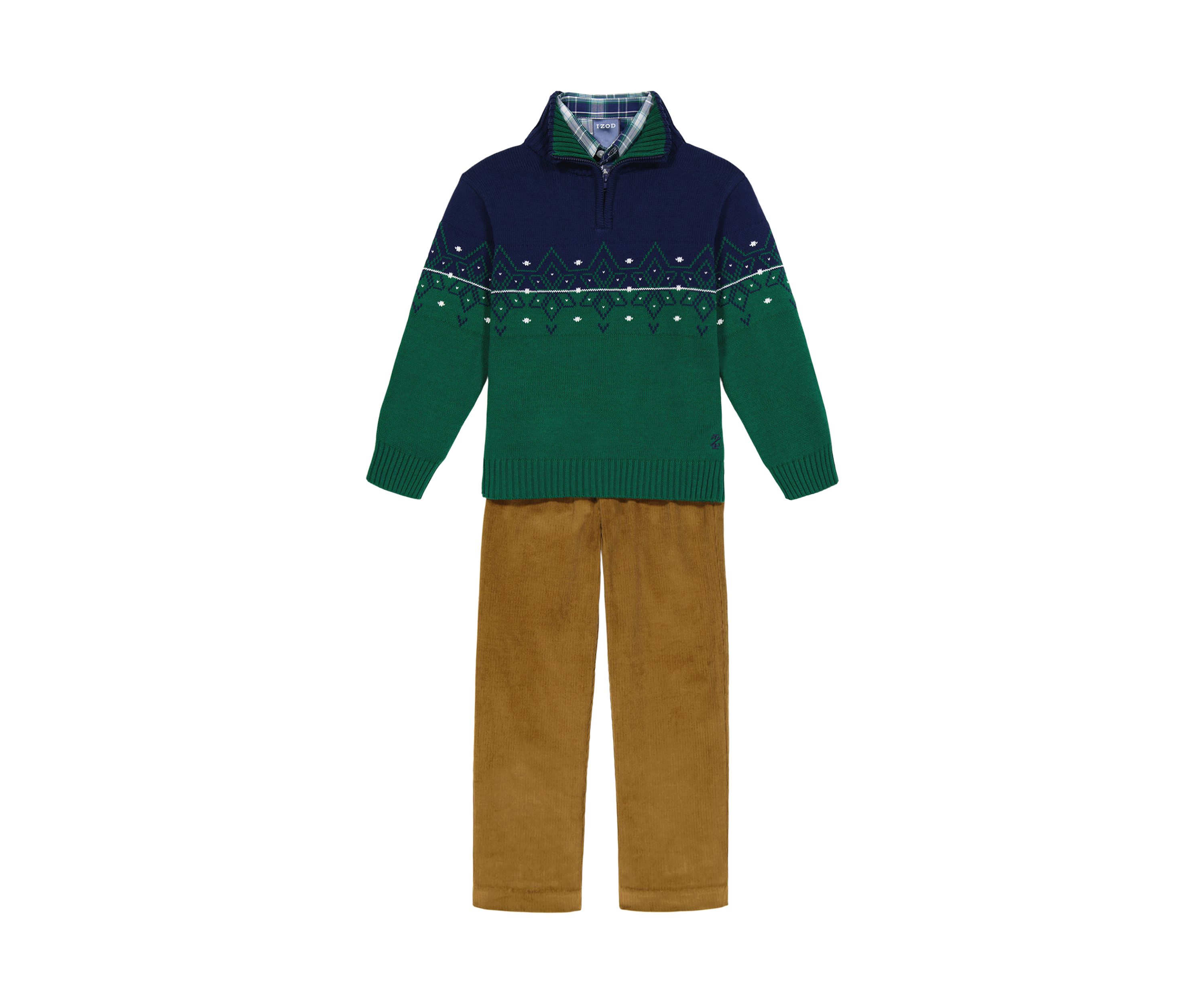 Boys 4-7 1/4-Zip Fair Isle Sweater Set