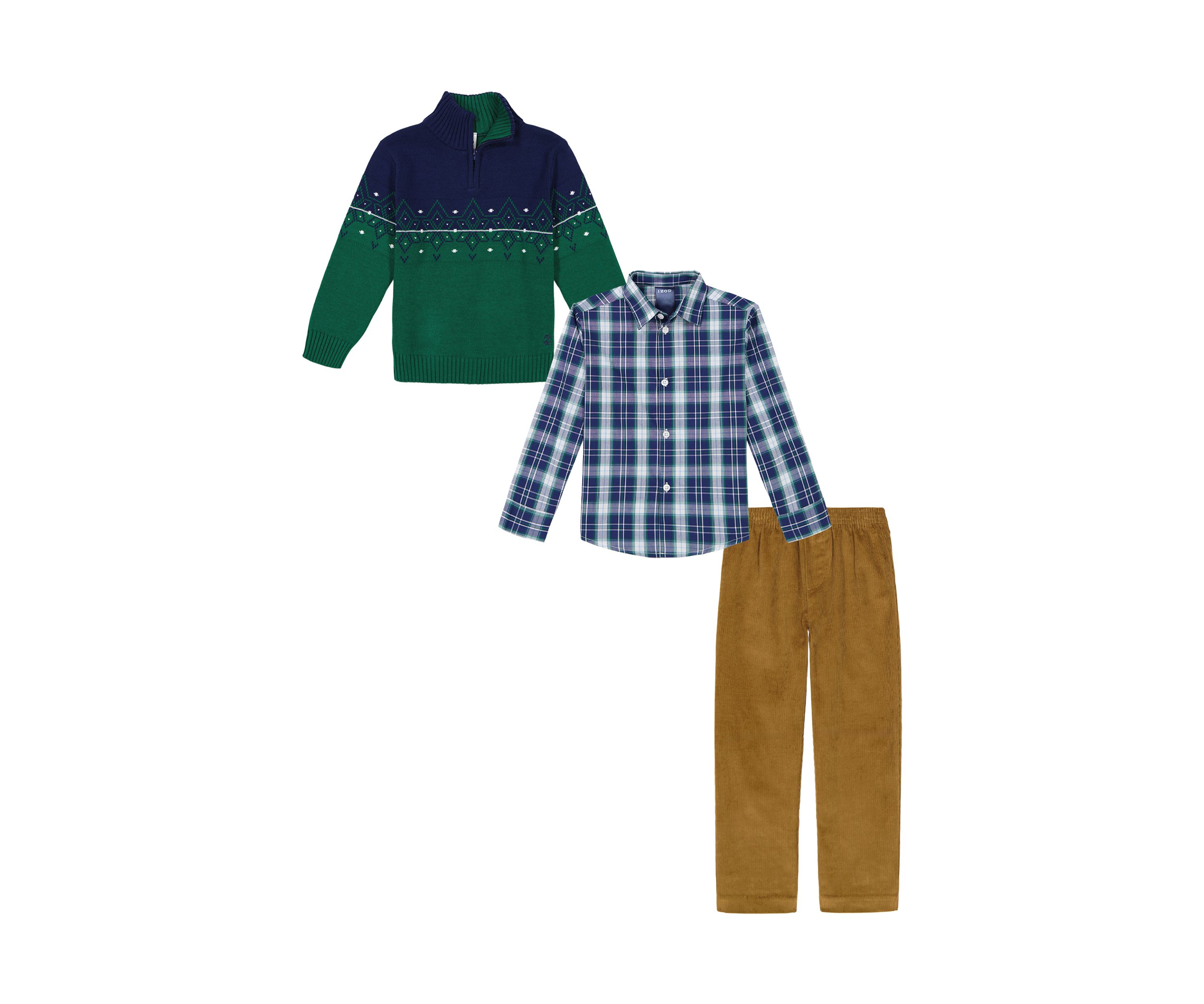 Boys 4-7 1/4-Zip Fair Isle Sweater Set