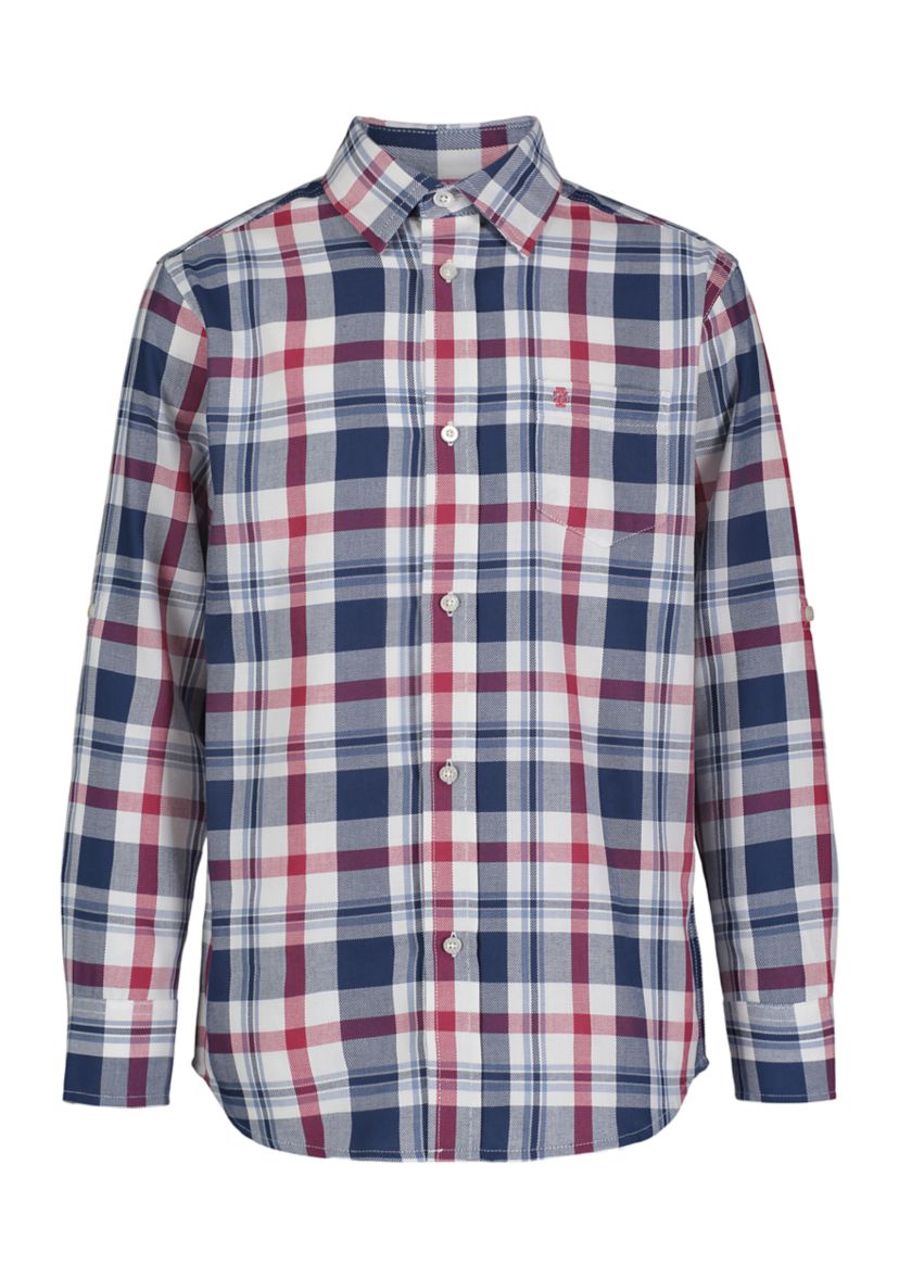 Boys 8-20 Long Sleeve Yarn Dyed Seneca Twill Plaid Shirt