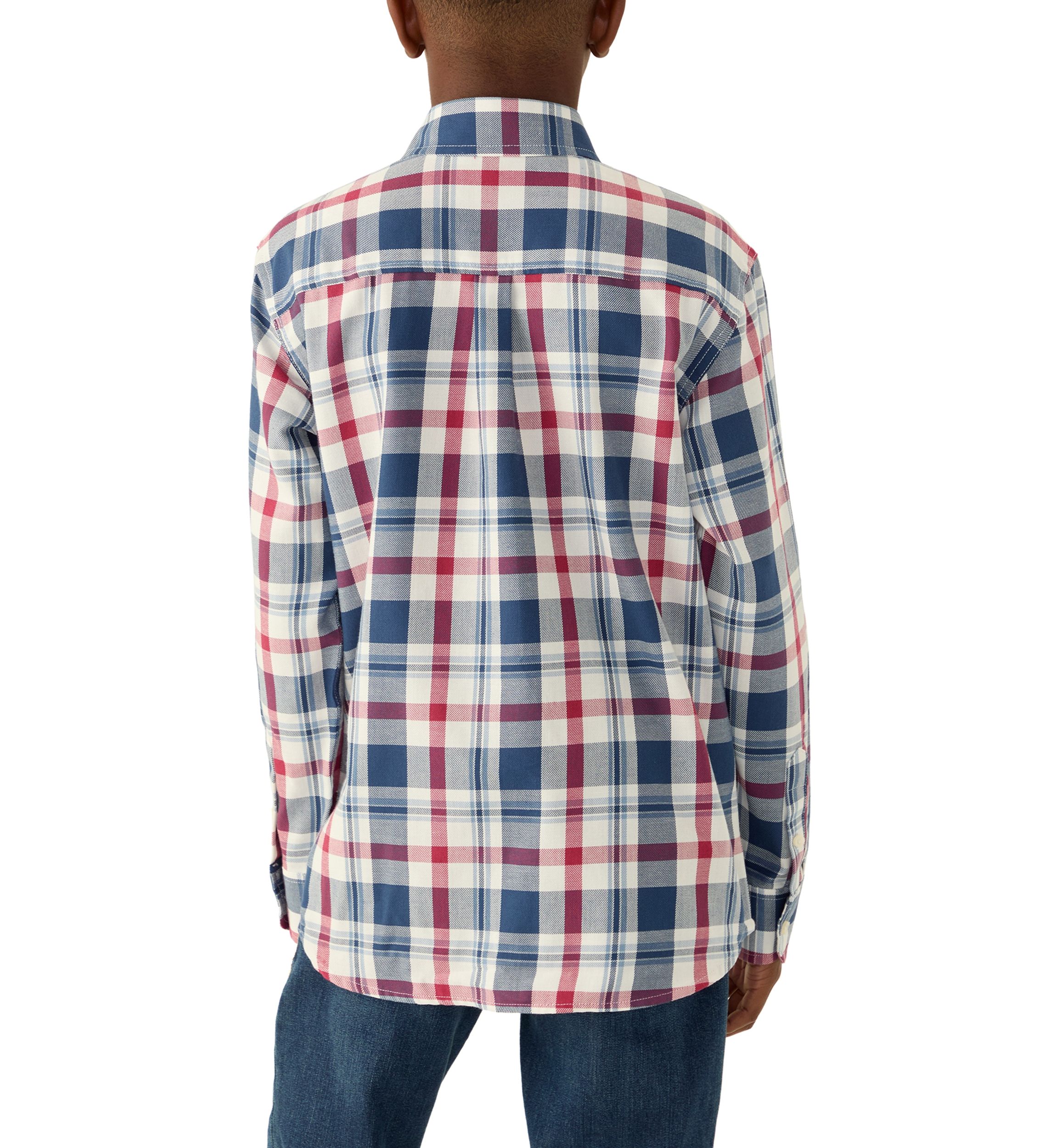 Boys 8-20 Long Sleeve Durham Twill Plaid Stretch Shirt
