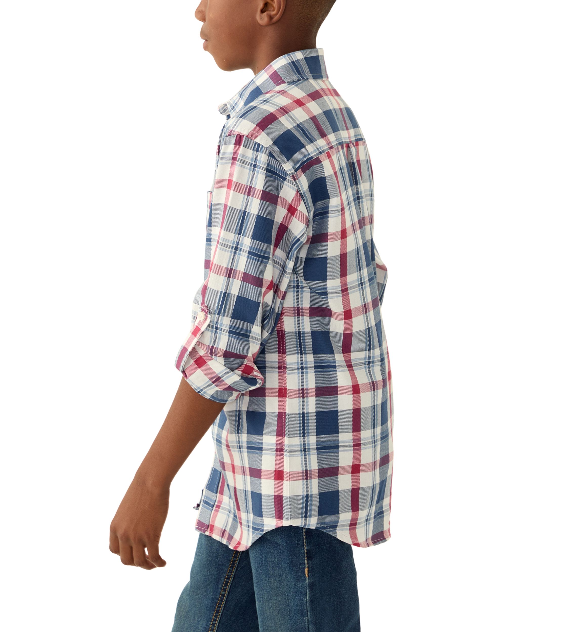 Boys 8-20 Long Sleeve Durham Twill Plaid Stretch Shirt