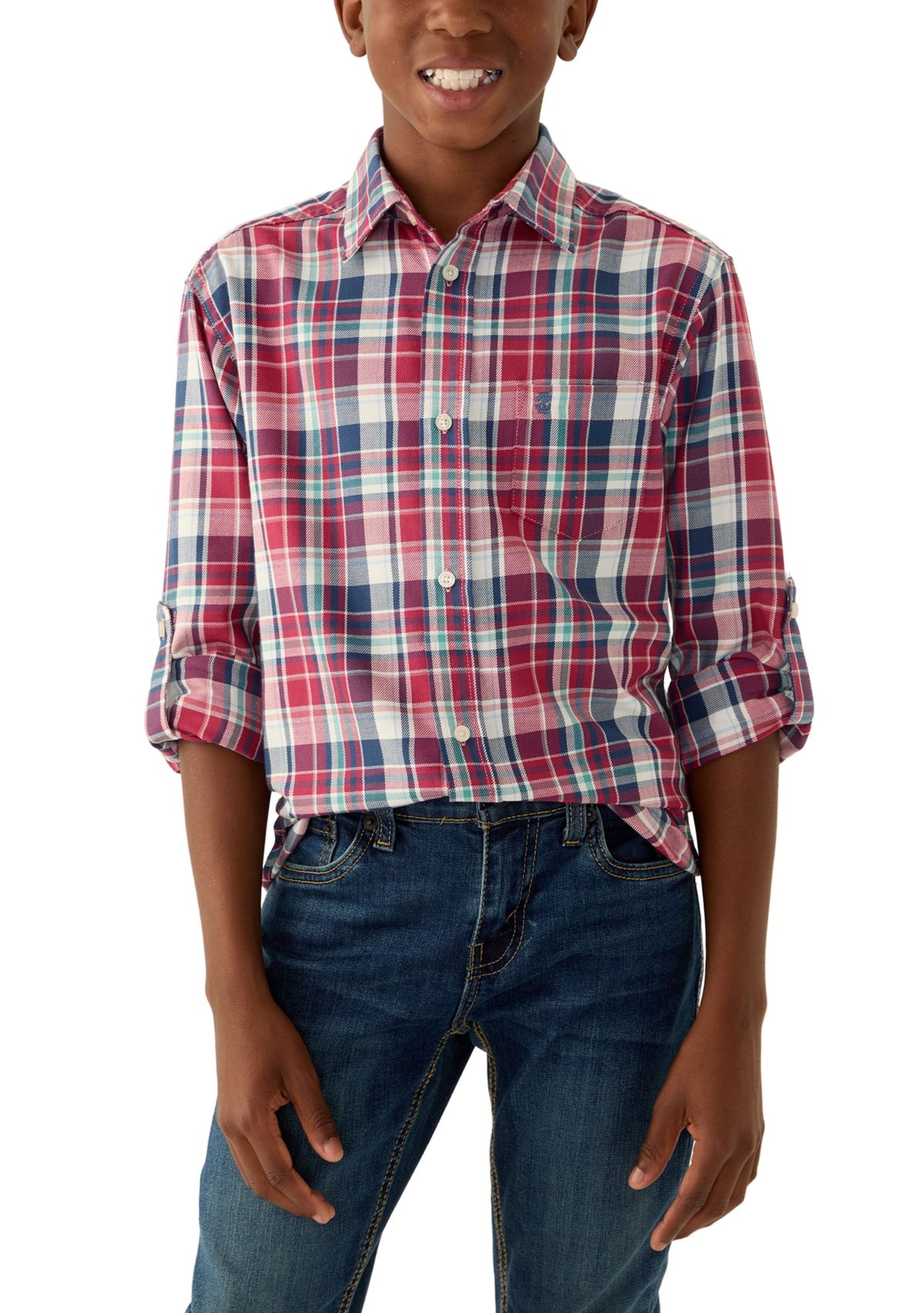 Boys 8-20 Long Sleeve Yarn Dyed Durhan Twill Plaid Shirt