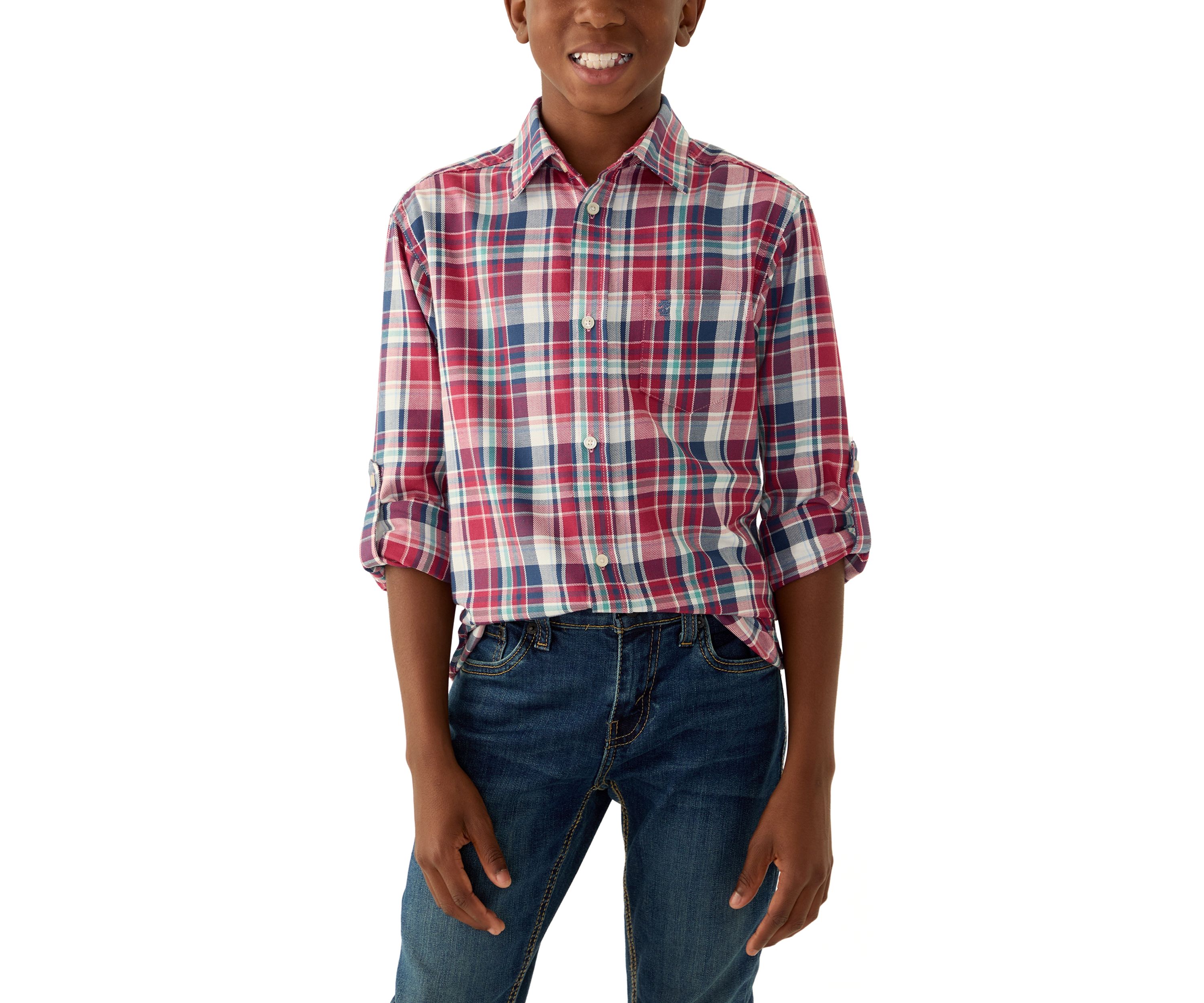 Boys 8-20 Long Sleeve Yarn Dyed Durhan Twill Plaid Shirt