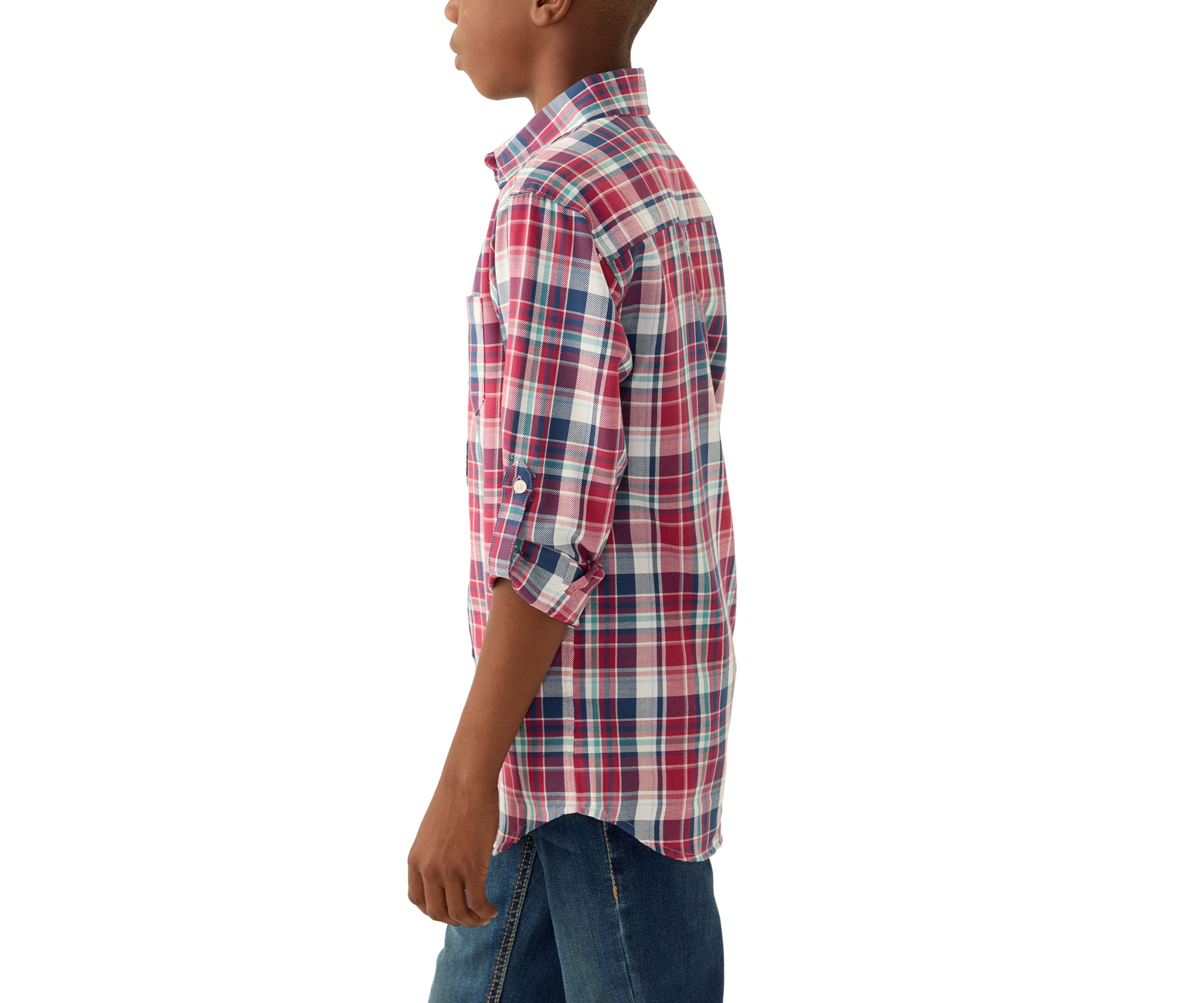 Boys 8-20 Long Sleeve Yarn Dyed Durhan Twill Plaid Shirt