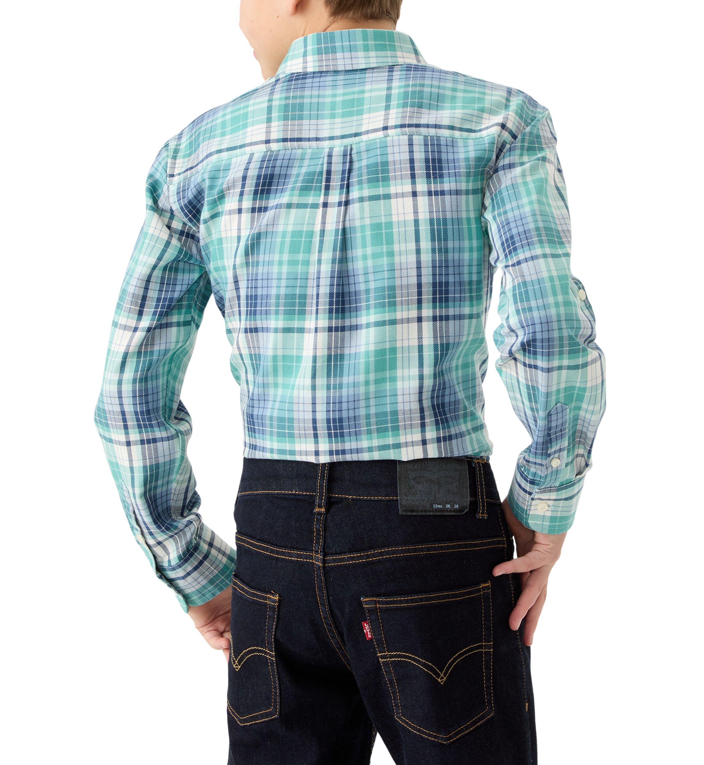 Boys 8-20 Long Sleeve Yarn Dyed Lawrence Twill Plaid Shirt