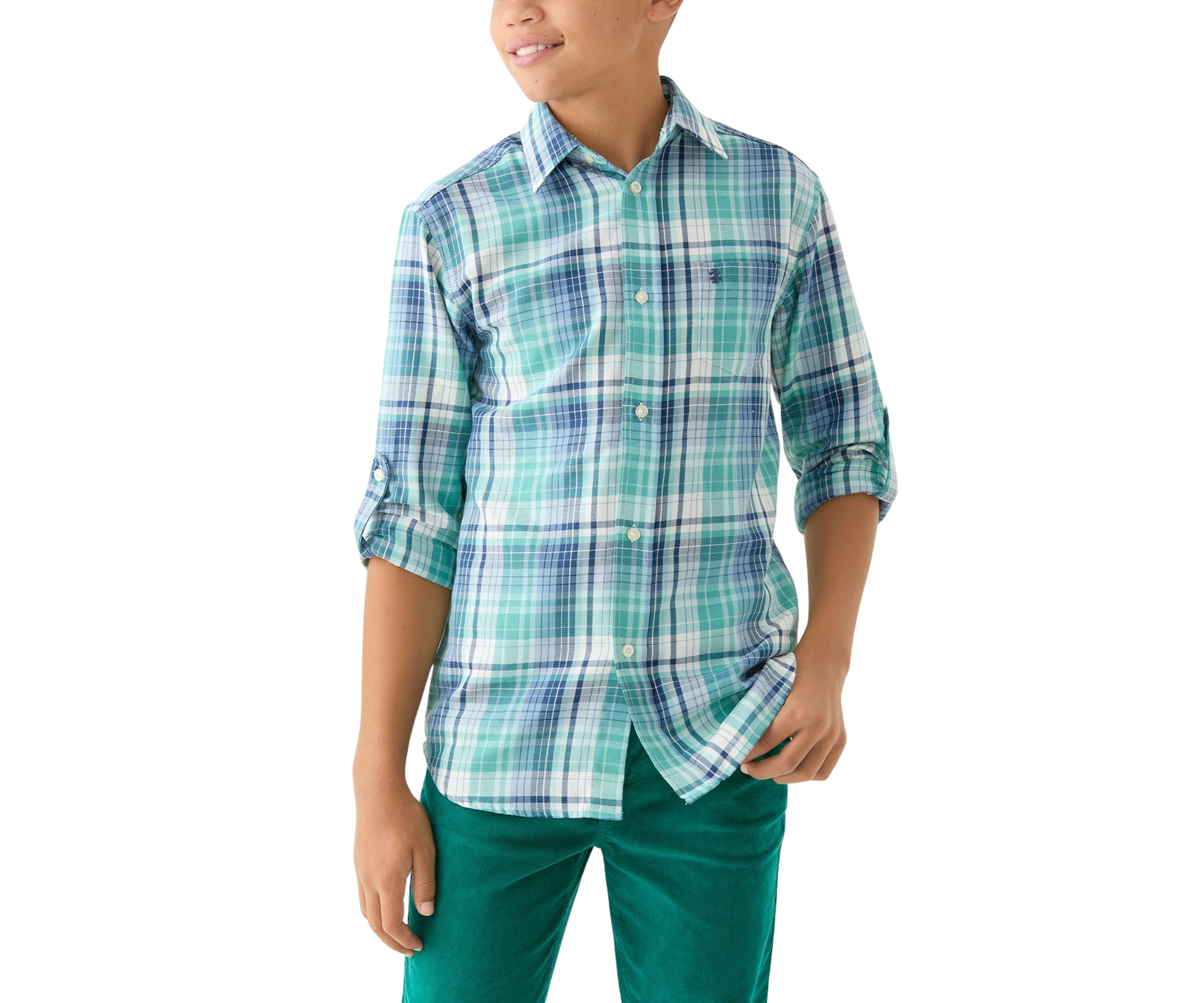 Boys 8-20 Long Sleeve Yarn Dyed Lawrence Twill Plaid Shirt