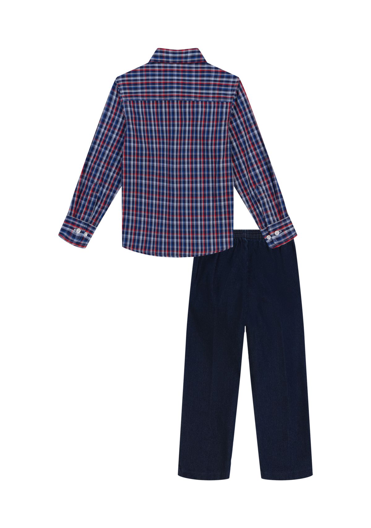 Boys 4-7 Long Sleeve Sleepy Hollow Plaid Shirt with Denim Pants Set