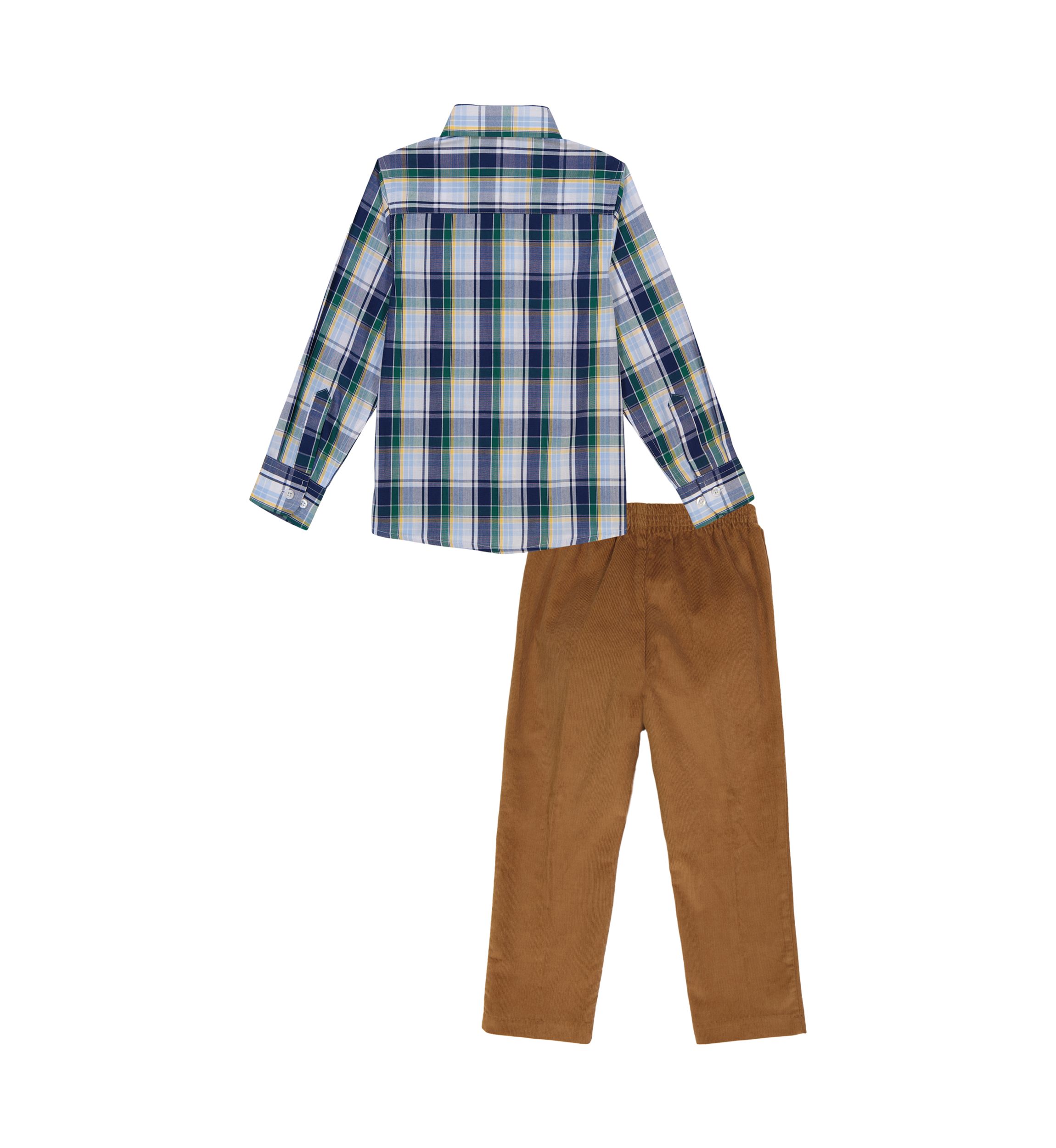 Boys 4-7 Long Sleeve Lennox Plaid Shirt with Corduroy Pants Set
