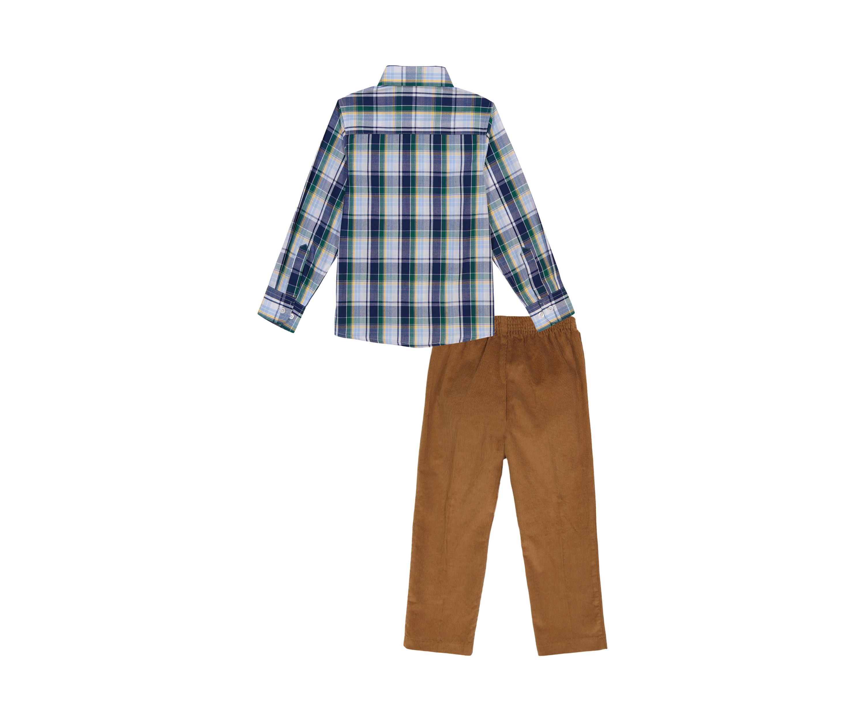 Boys 4-7 Long Sleeve Lennox Plaid Shirt with Corduroy Pants Set