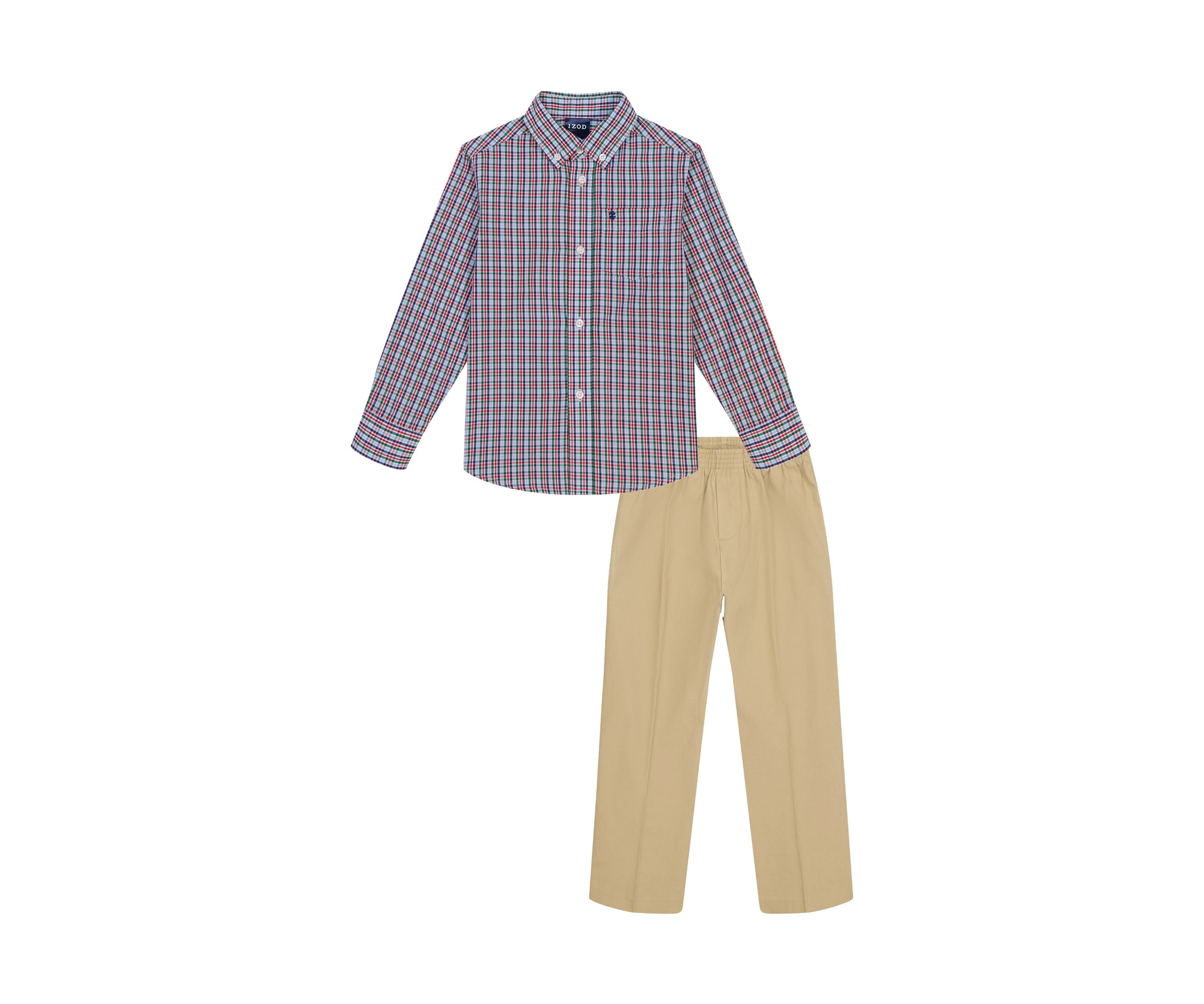 Boys 4-7 Long Sleeve Knotting Hill Plaid Shirt with Twill Pants Set