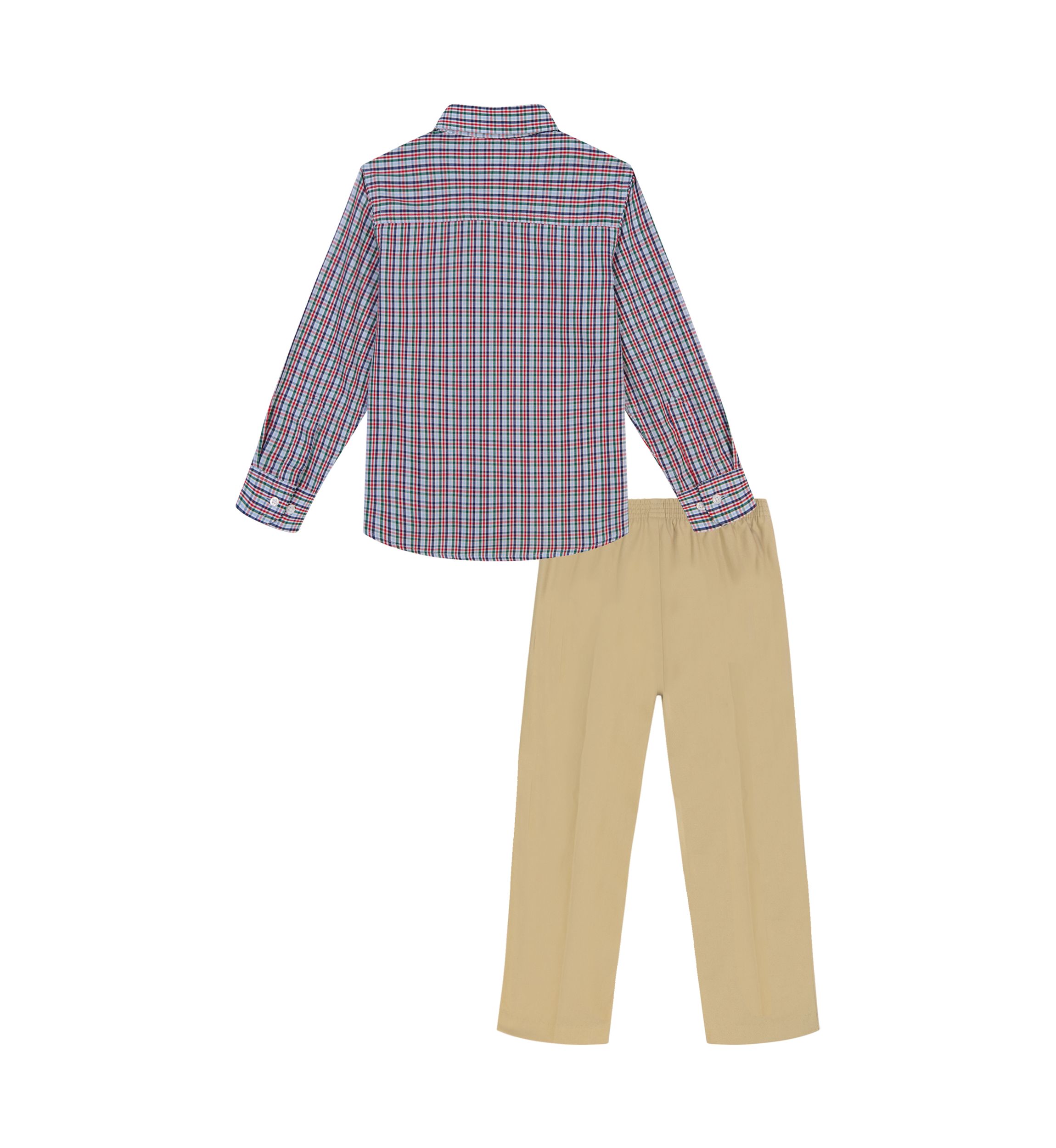 Boys 4-7 Long Sleeve Knotting Hill Plaid Shirt with Twill Pants Set