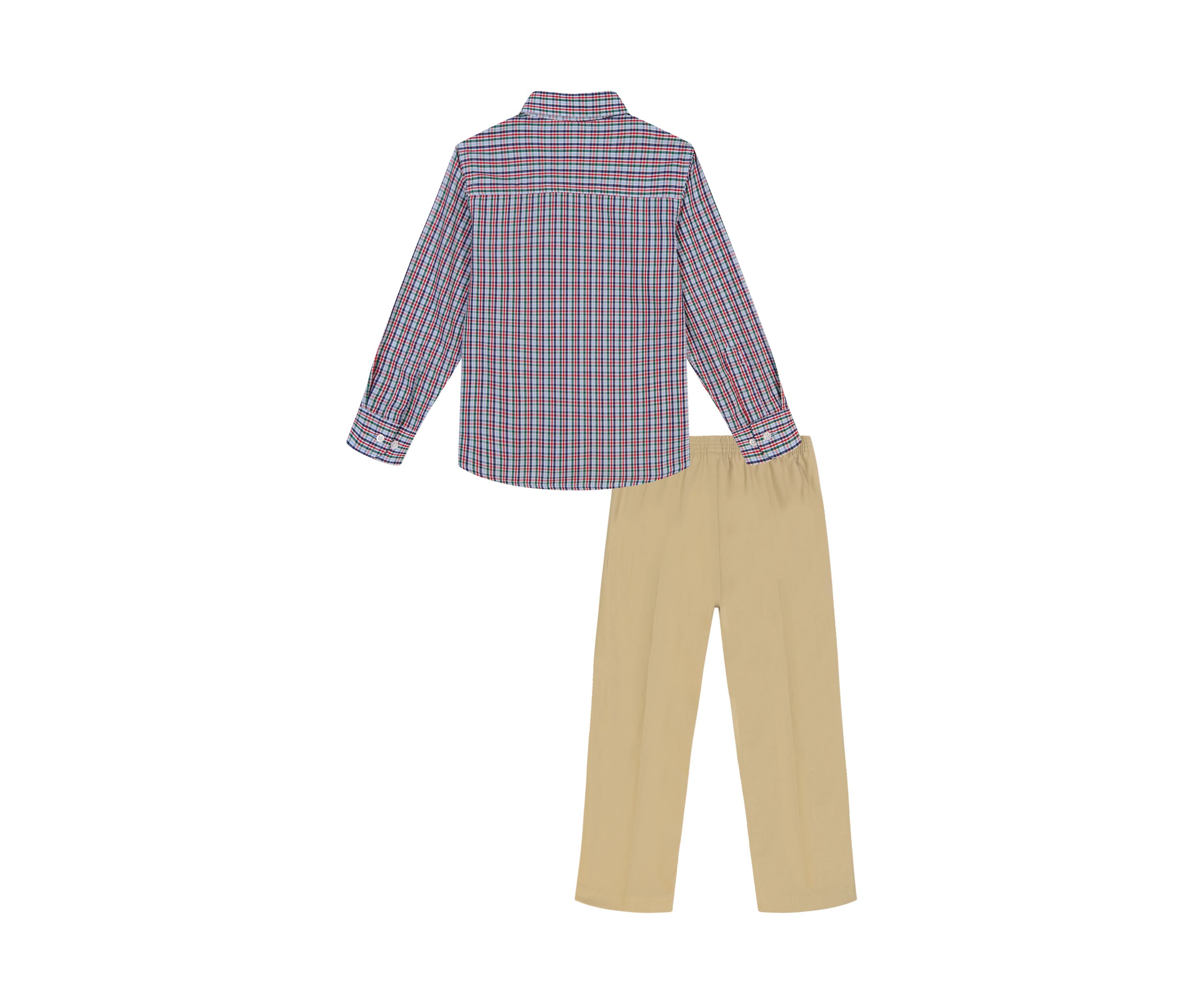 Boys 4-7 Long Sleeve Knotting Hill Plaid Shirt with Twill Pants Set