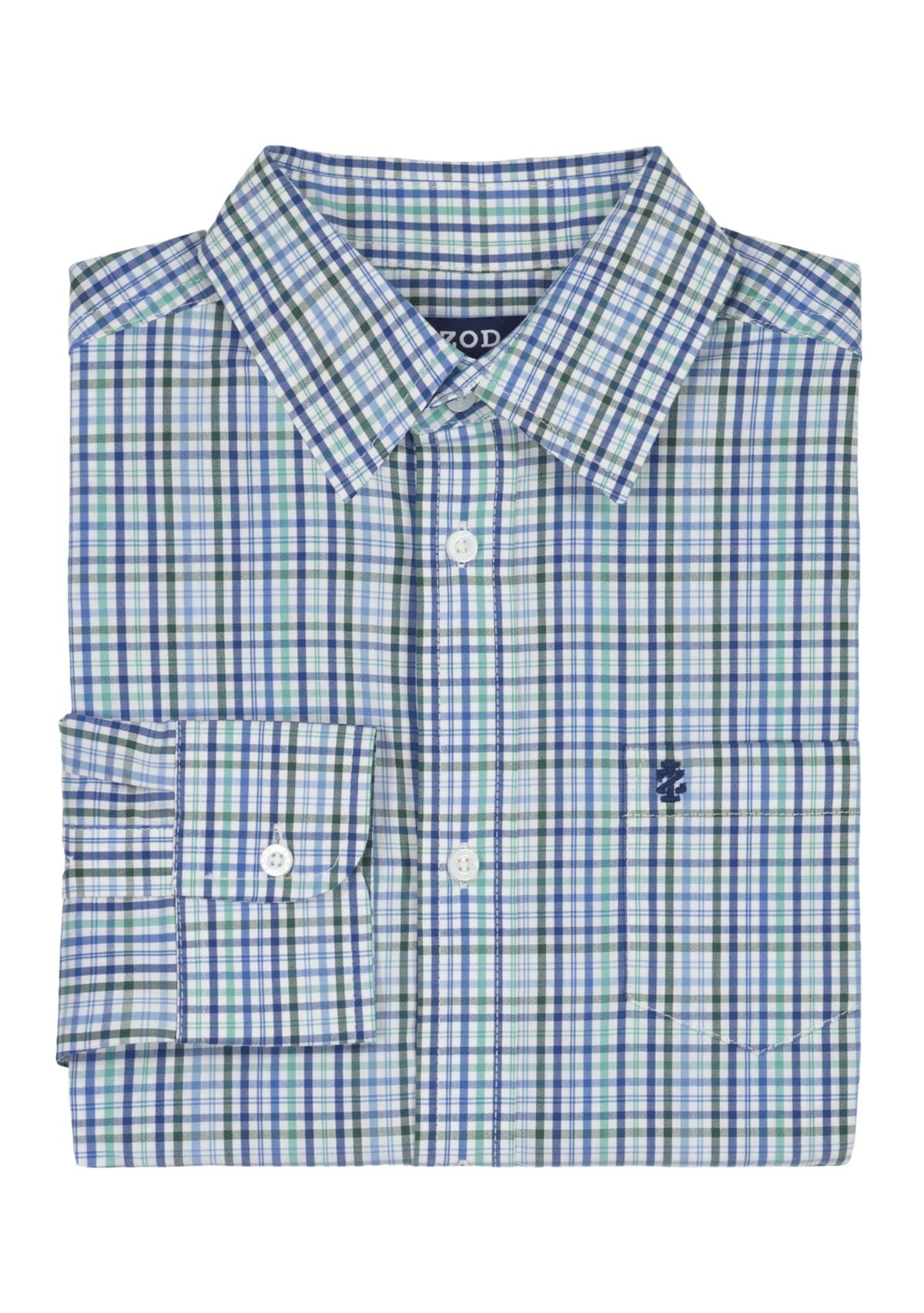 Boys 8-20 Long Sleeve Melstone Plaid Poplin Shirt (Extended Size)