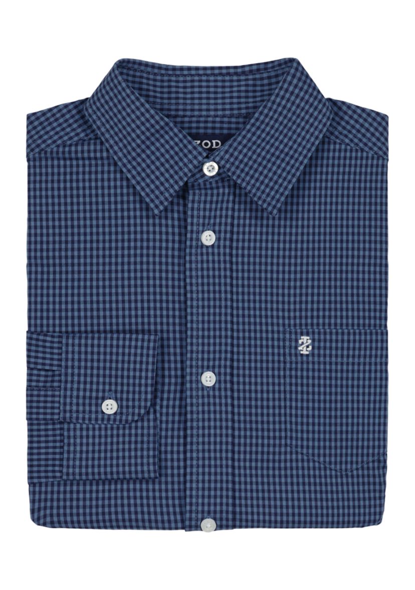 Boys 8-20 Long Sleeve Missoula Gingham Plaid Shirt (Extended Size)