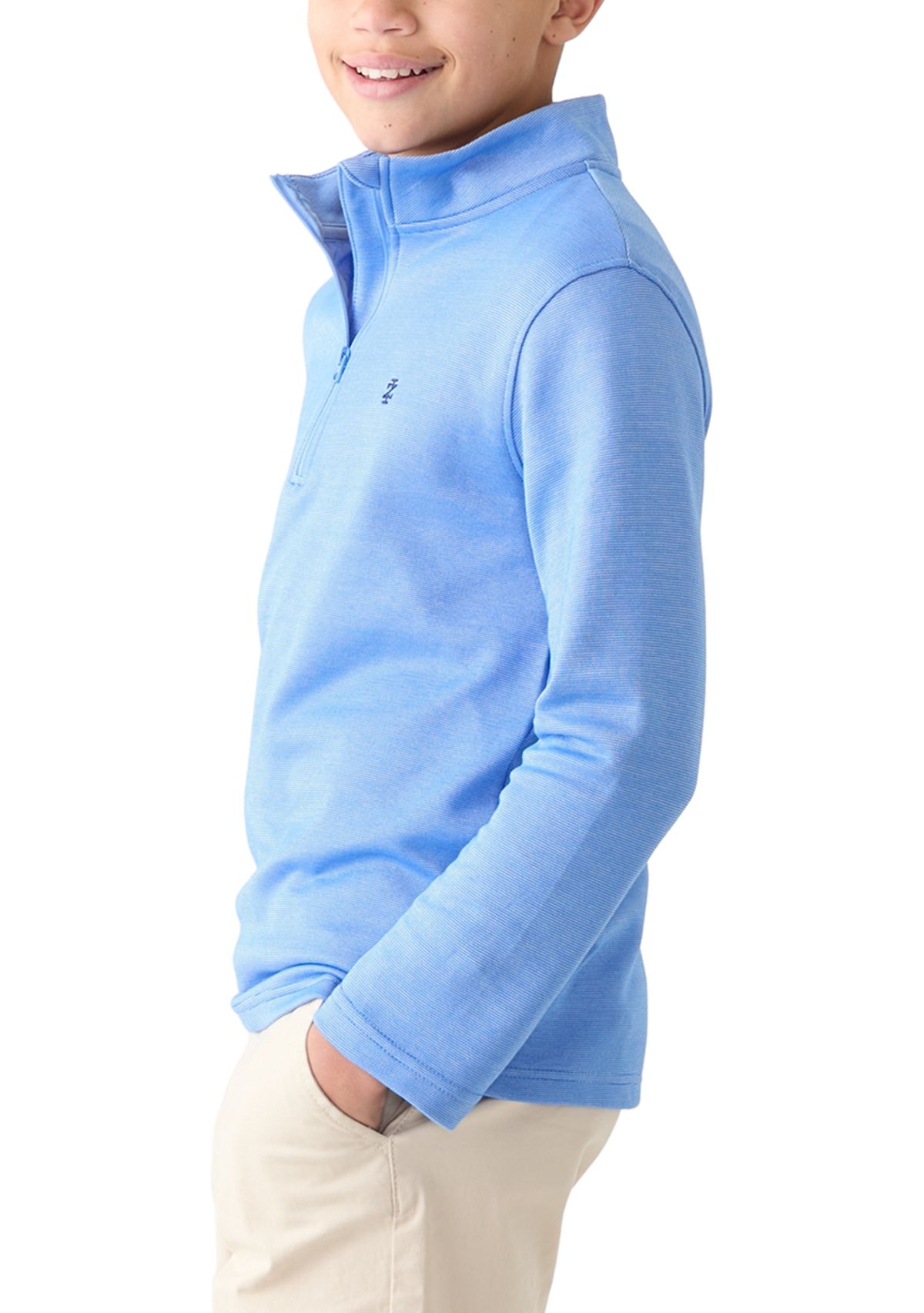 Boys 8-20 Long Sleeve Feeder Stripe 1/4 Zip Pullover Sweatshirt