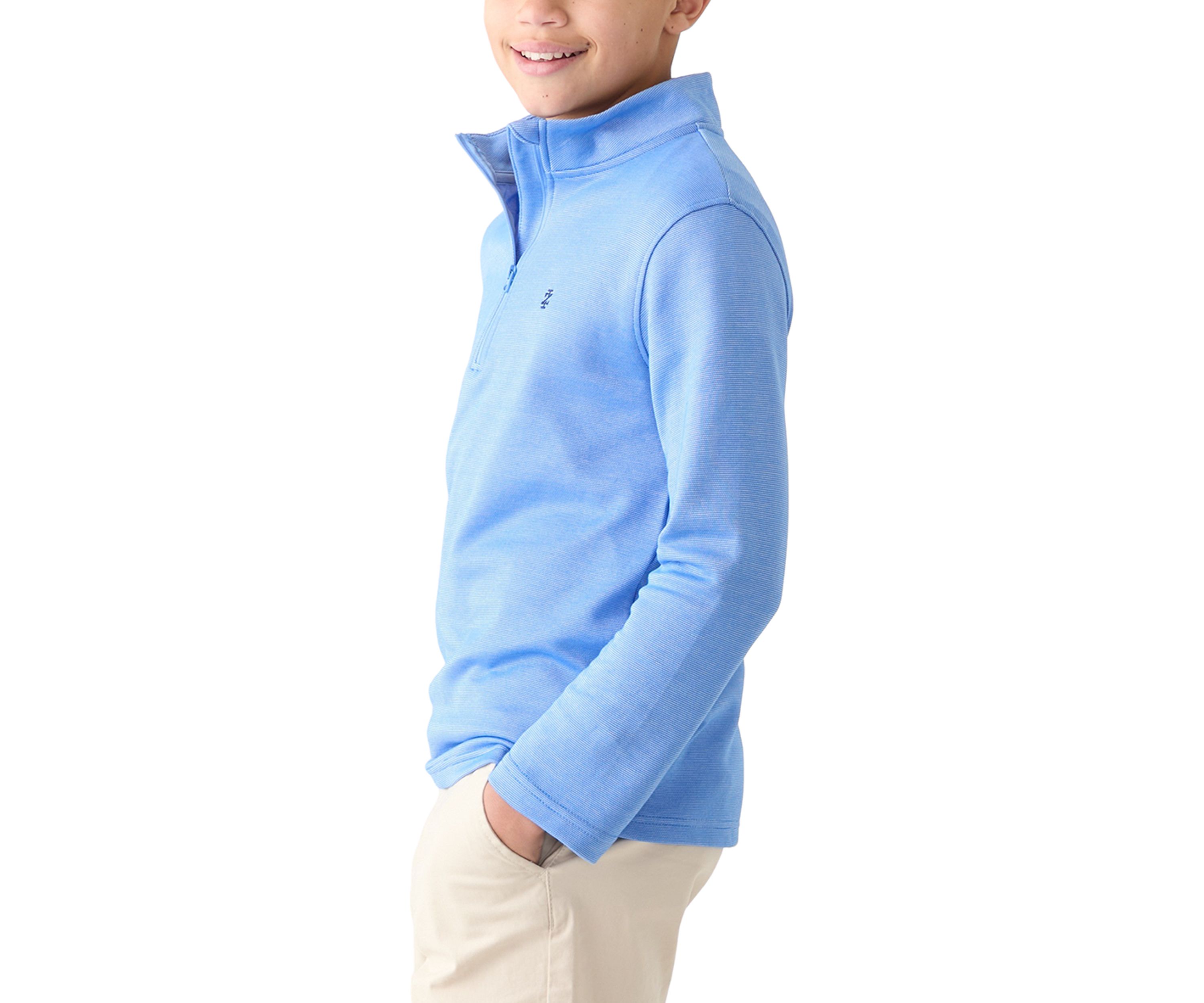 Boys 8-20 Long Sleeve Feeder Stripe 1/4 Zip Pullover Sweatshirt