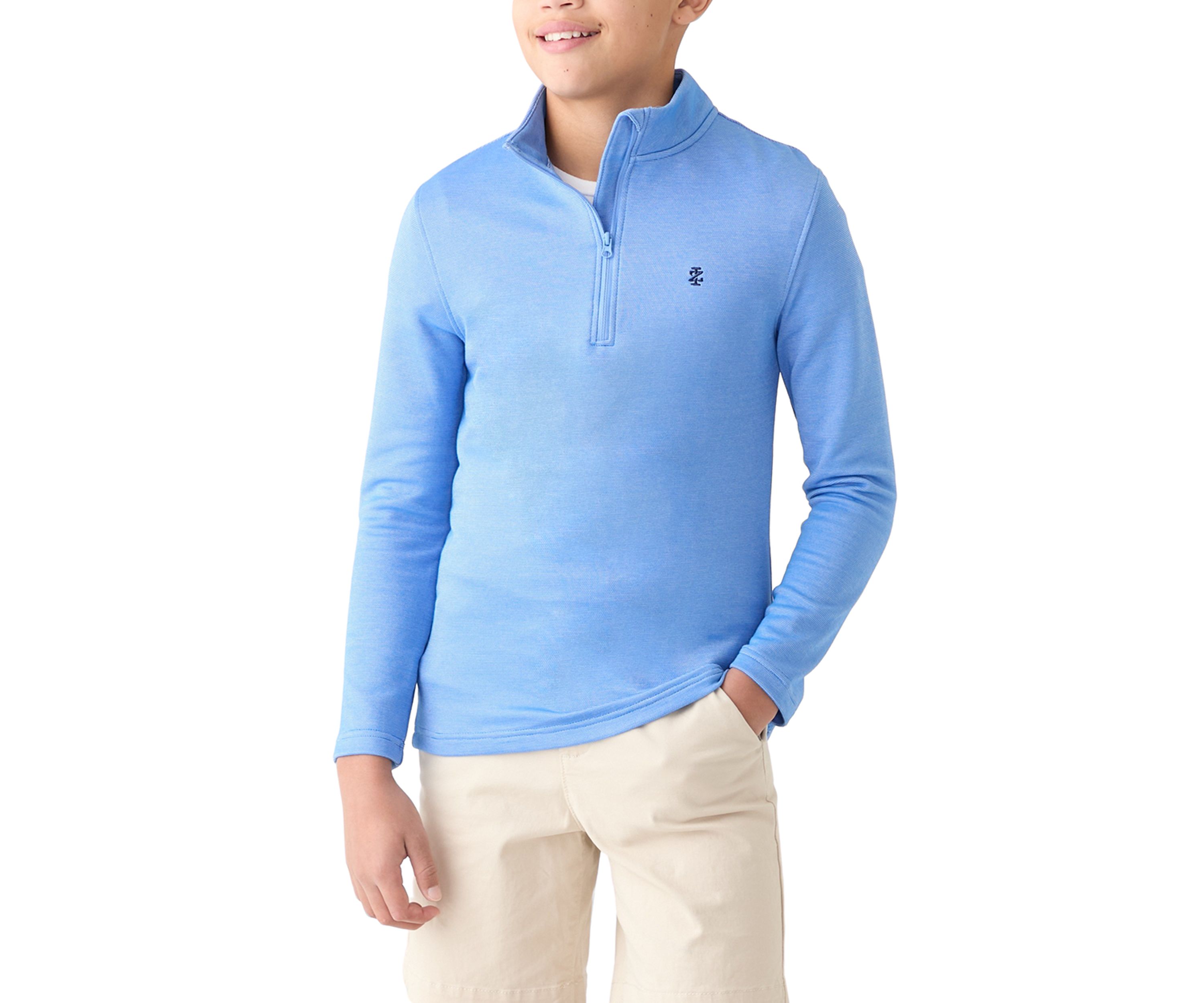 Boys 8-20 Long Sleeve Feeder Stripe 1/4 Zip Pullover Sweatshirt
